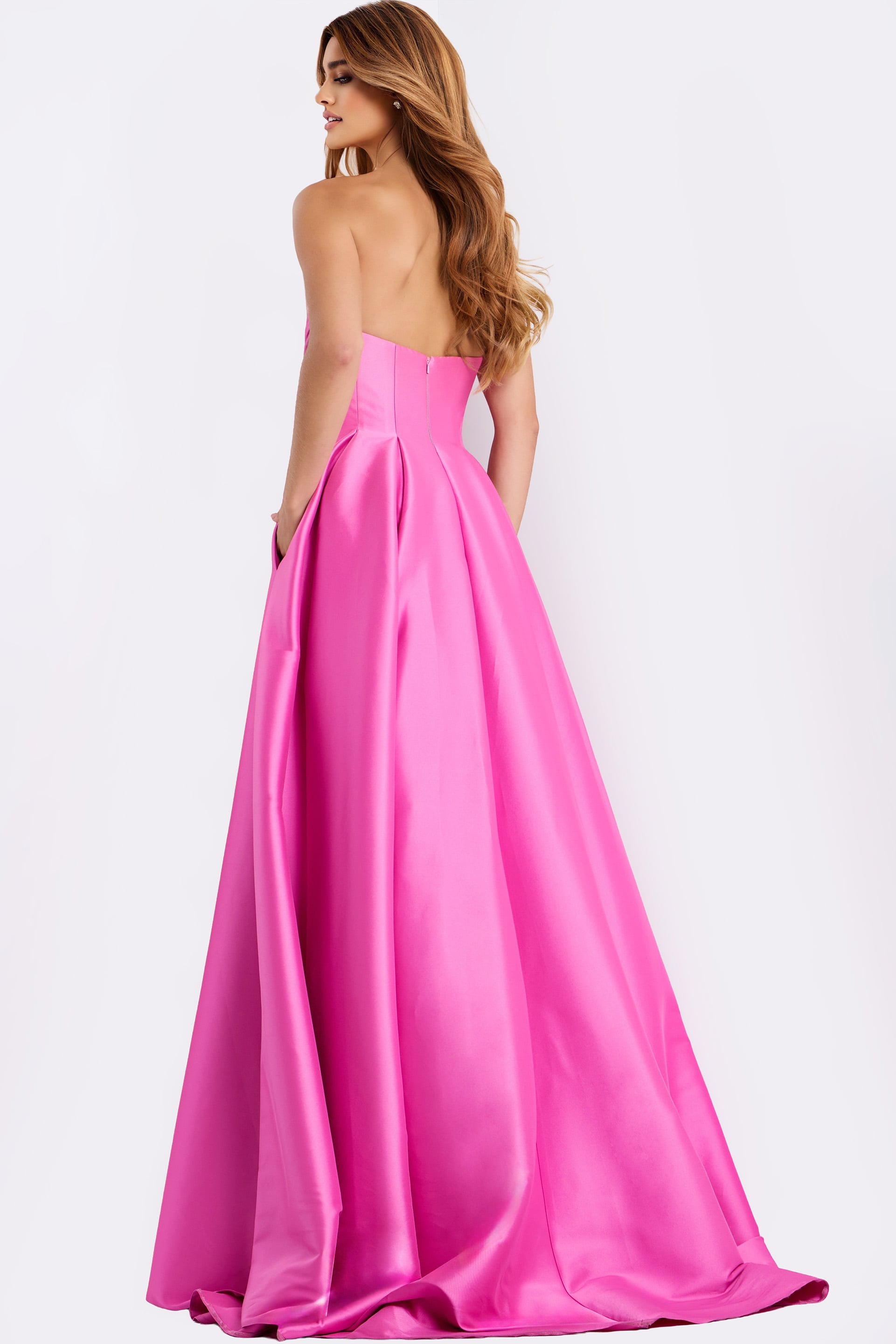 Jovani -47570 Strapless Straight Satin Ball Gown
