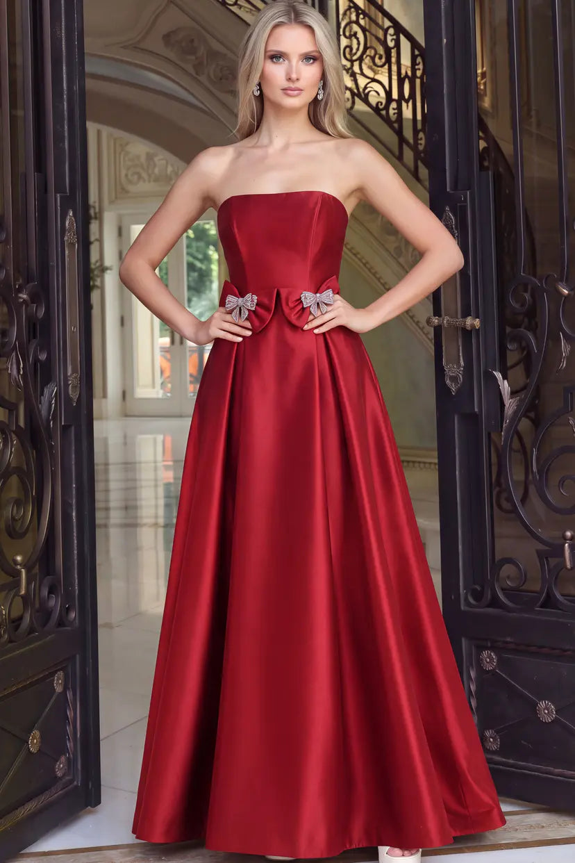 Jovani -47594 Strapless Satin Scoop Evening Ballgown