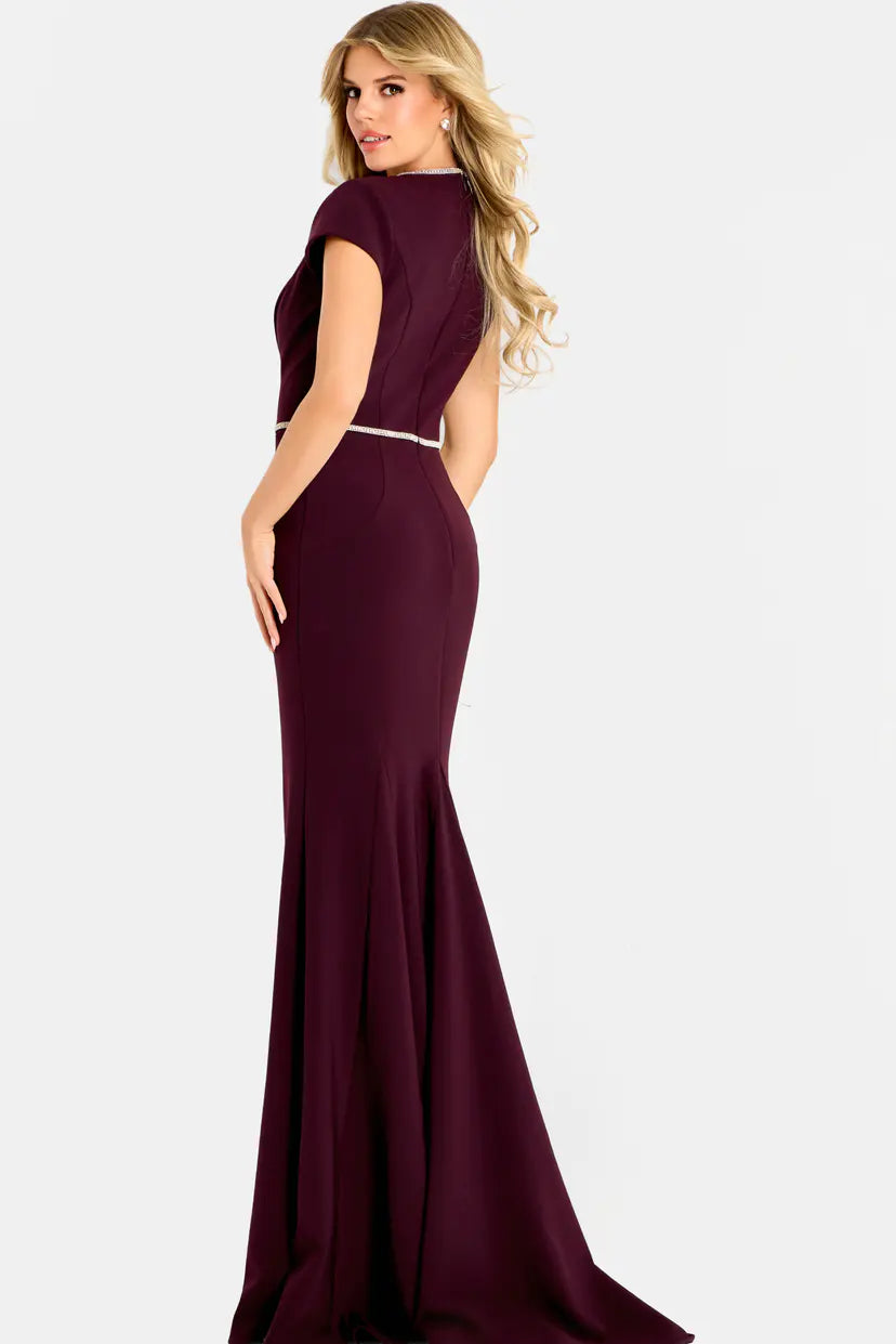 Jovani -47619 Rhinestone High Scoop Neck Sheath Evening Gown