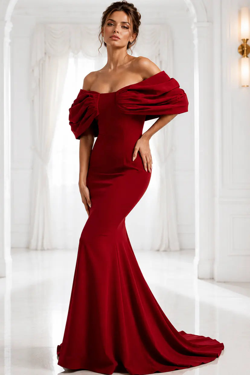 Jovani -47657 Dramatic Sleeve Mermaid Evening Gown