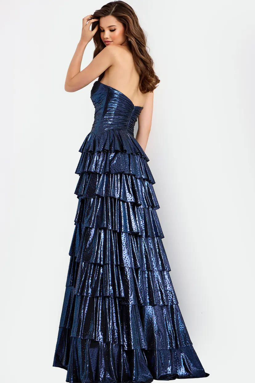 Jovani -47742 Strapless Sweetheart Tiered A-Line Gown