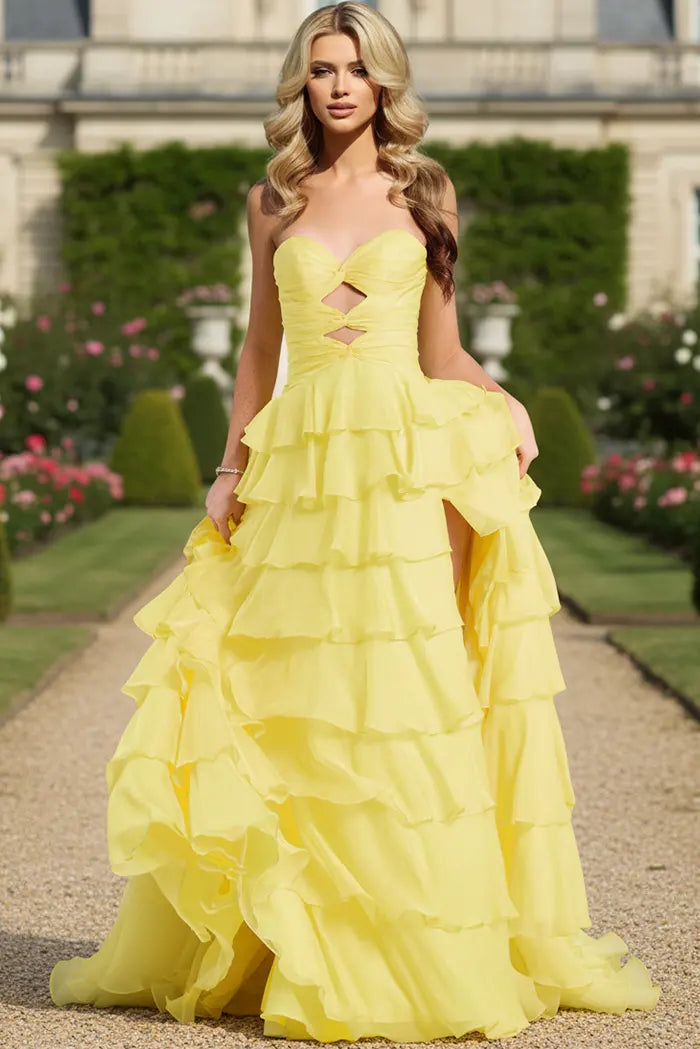 Jovani -47743 Strapless Sweetheart Organza A-Line Gown