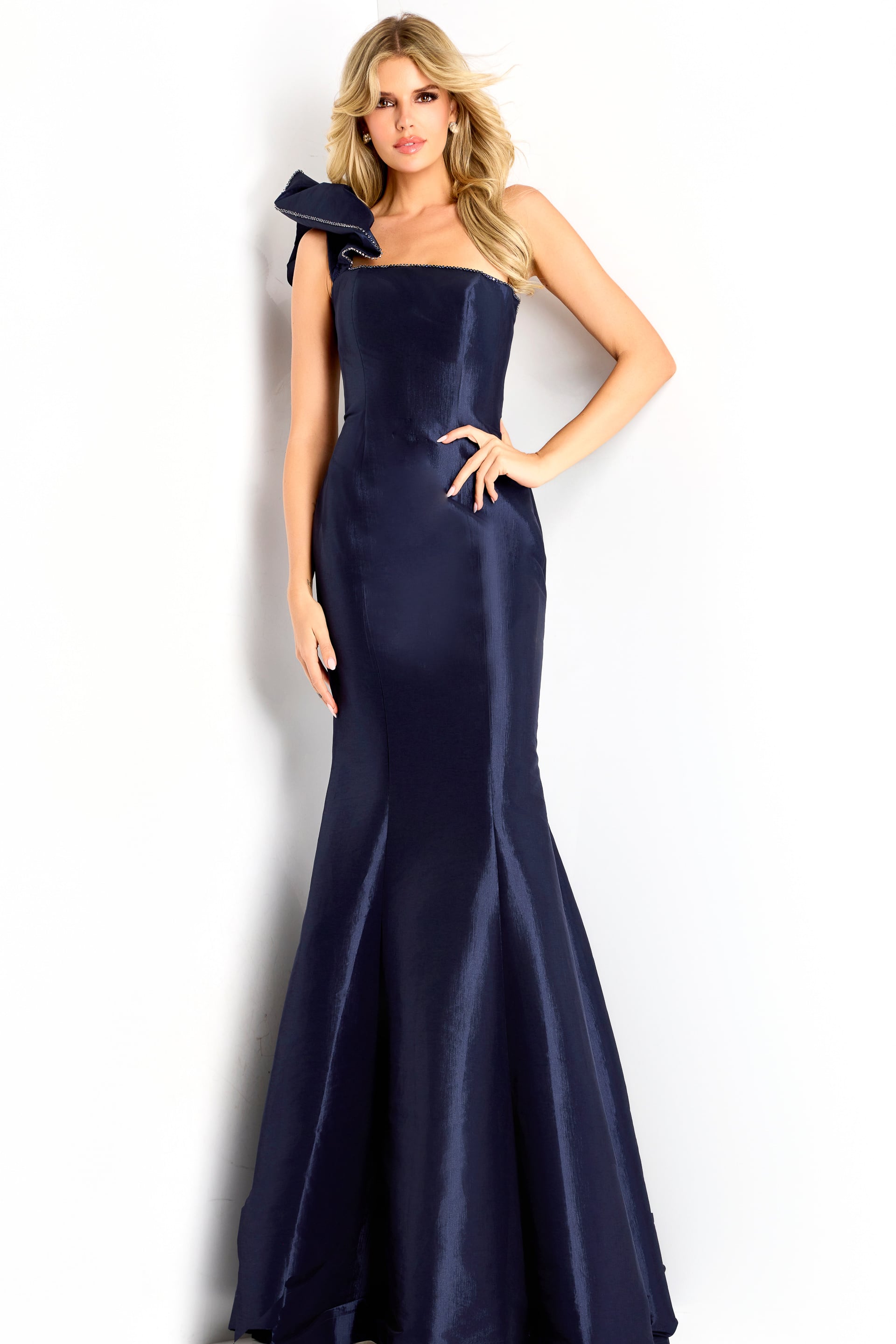 Jovani -48077 Beaded Asymmetric Mermaid Gown