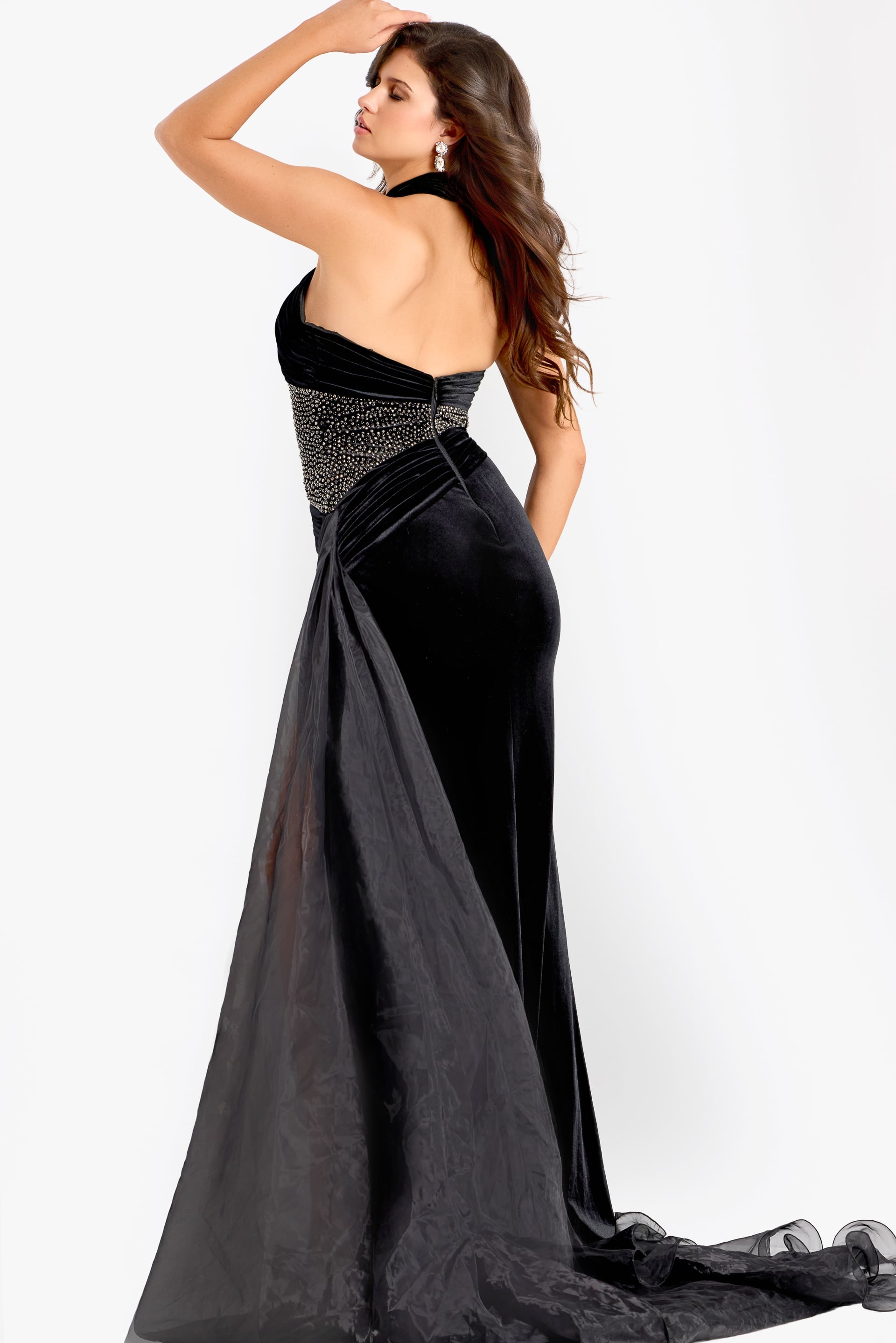 Jovani -48087 Beaded Halter Sheath Evening Gown