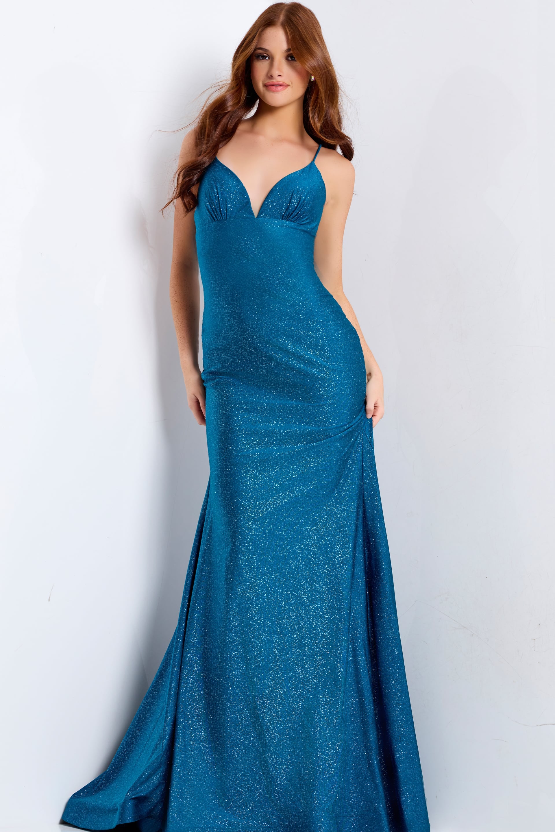 Jovani -48200 Glitter V-Neck Mermaid Long Dress
