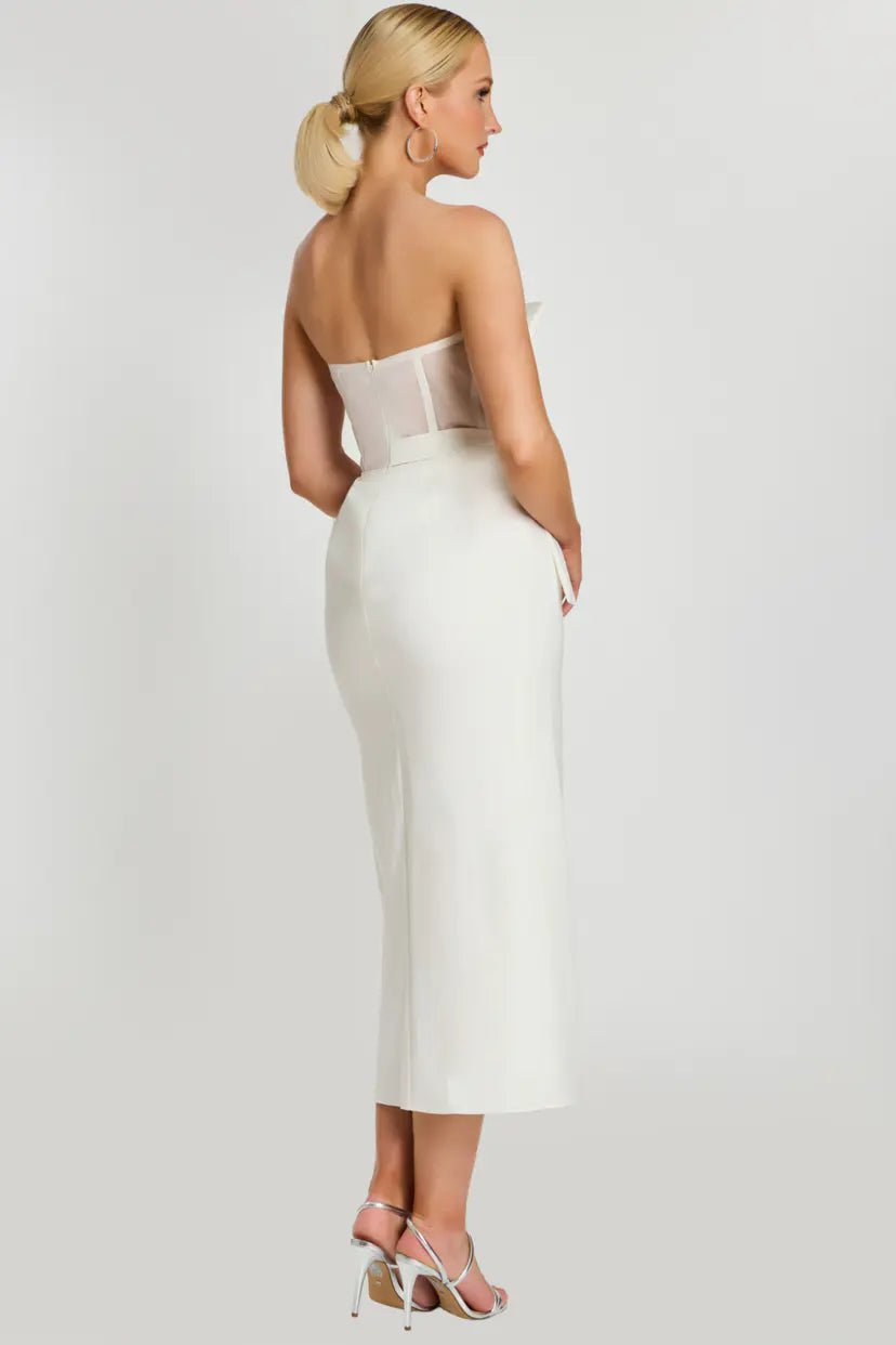 Jovani -48205 Satin One Shoulder Sheath Tea-length Gown