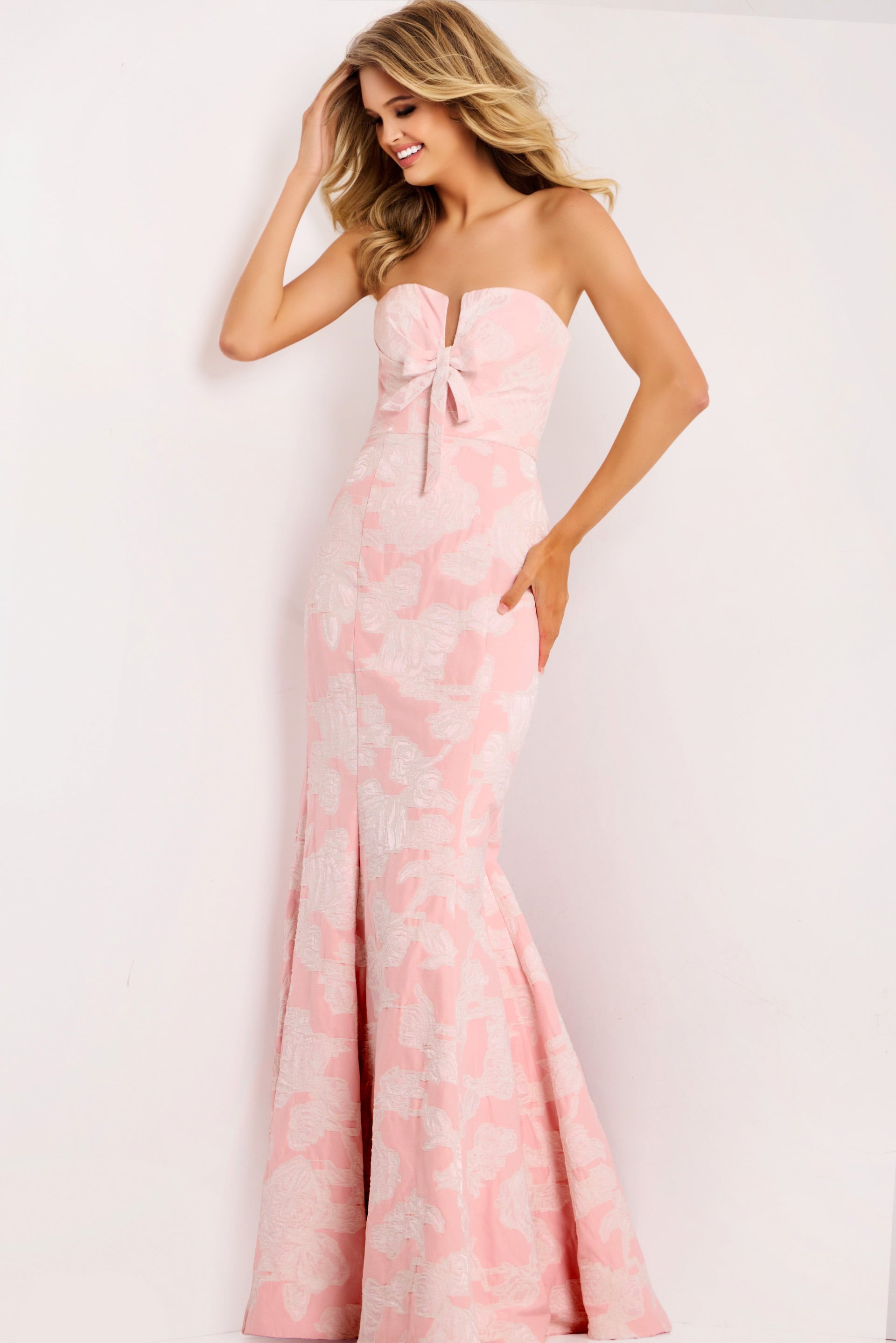 Jovani -48260 Floral Jacquard Mermaid Long Gown