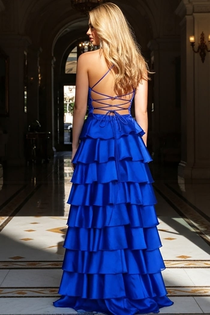 Jovani -48295 Scoop A-Line Satin Prom Gown