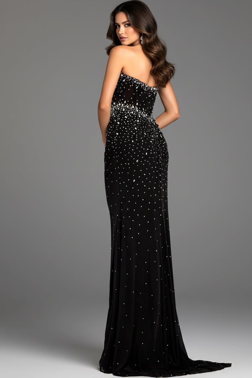 Jovani -48372 Rhinestone Embellished Sheath Prom Gown