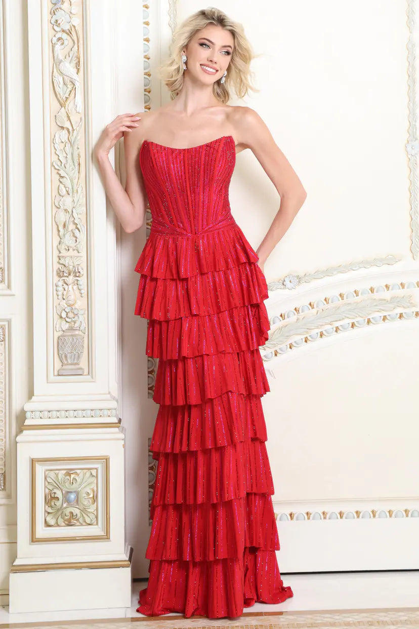 Jovani -48433 Strapless Sweetheart Ruffle A-Line Gown