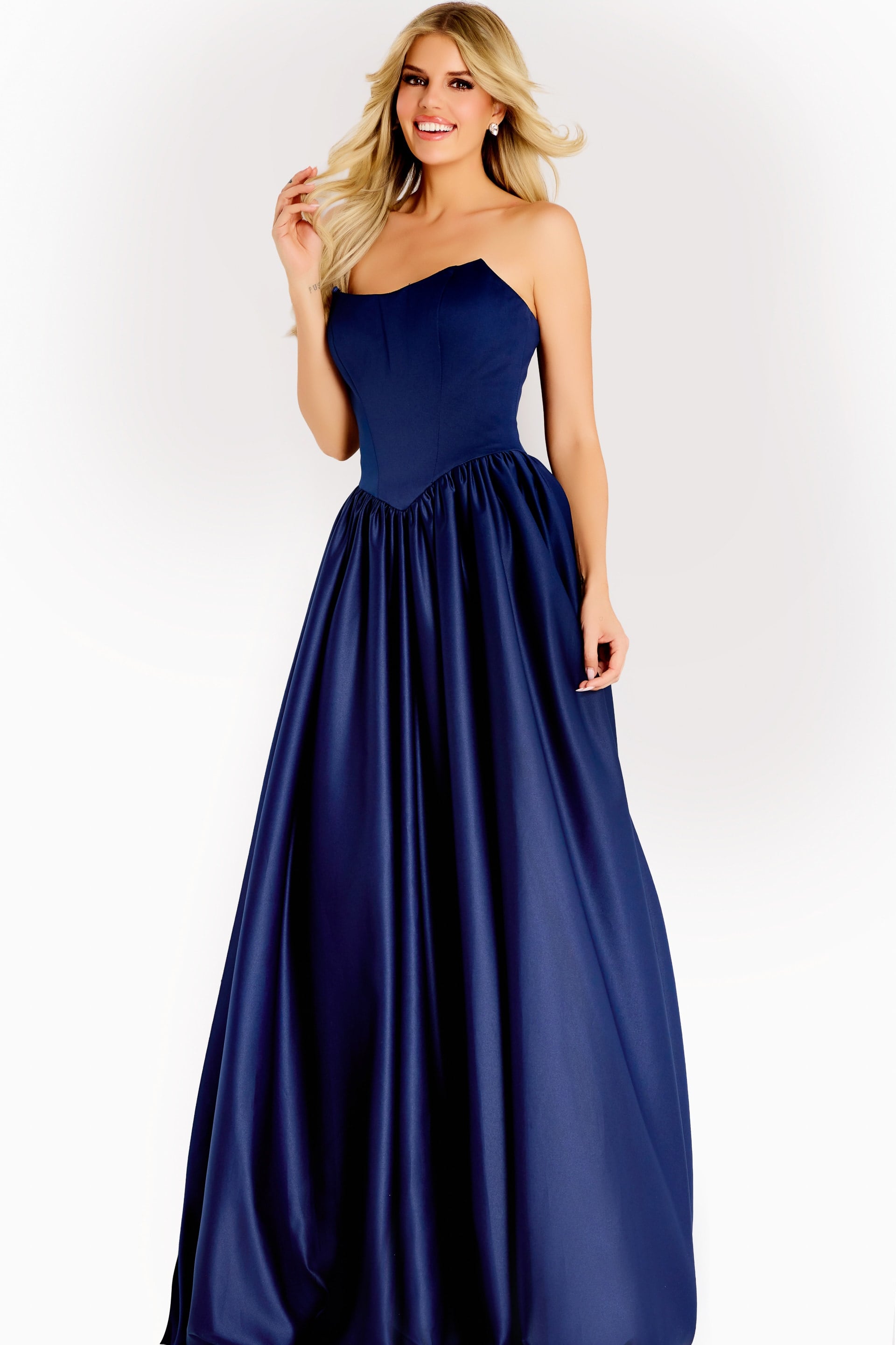 Jovani -48482 Strapless Scoop Satin Ball Gown