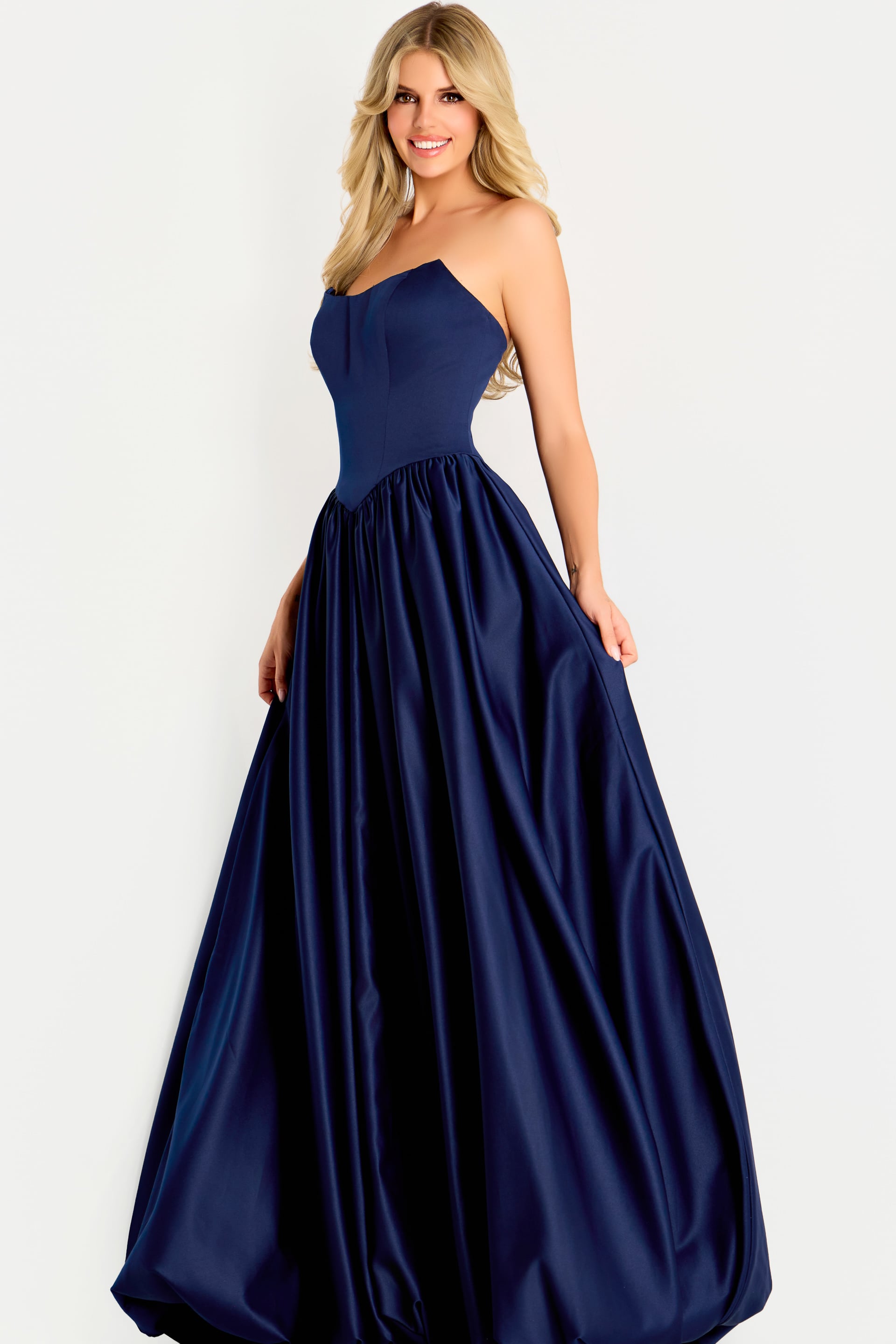 Jovani -48482 Strapless Scoop Satin Ball Gown