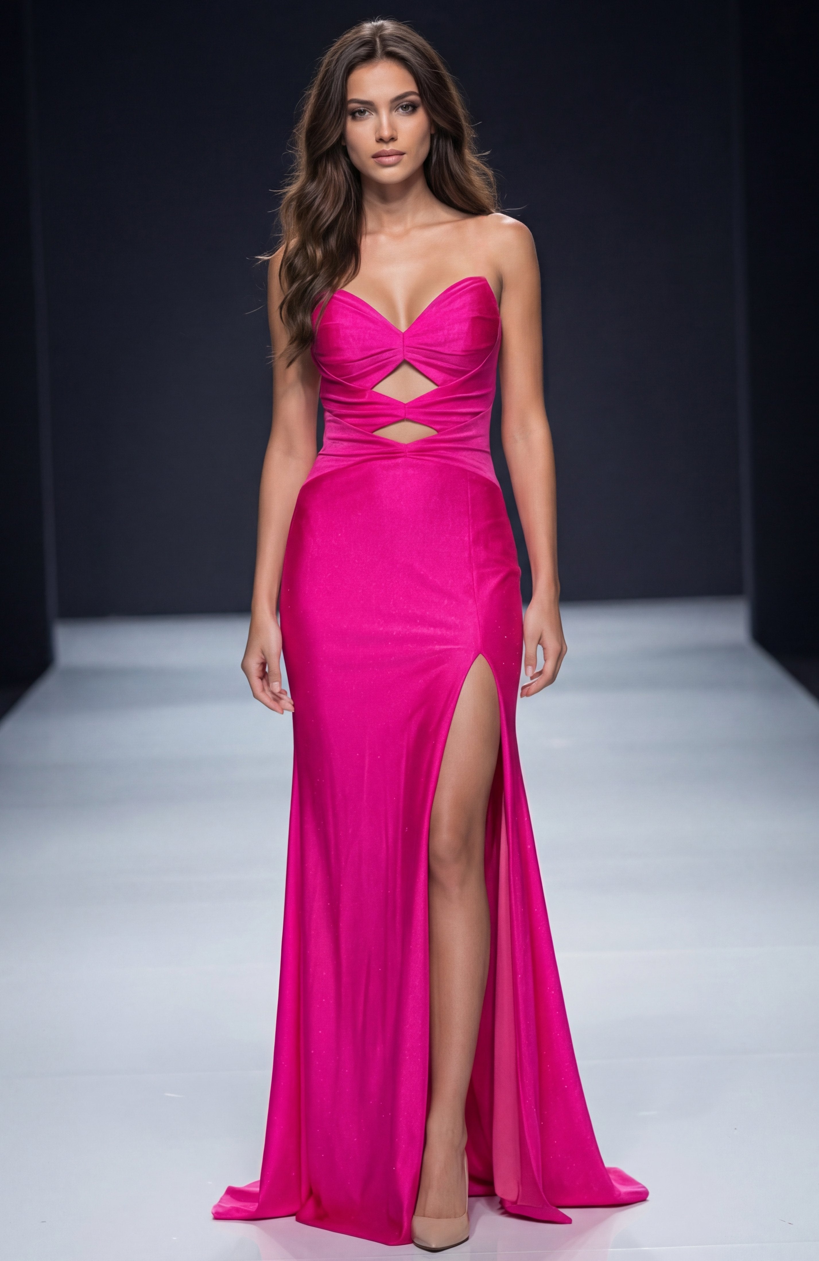 Jovani -48498 Glitter Jersey Sweetheart Cutout Prom Gown