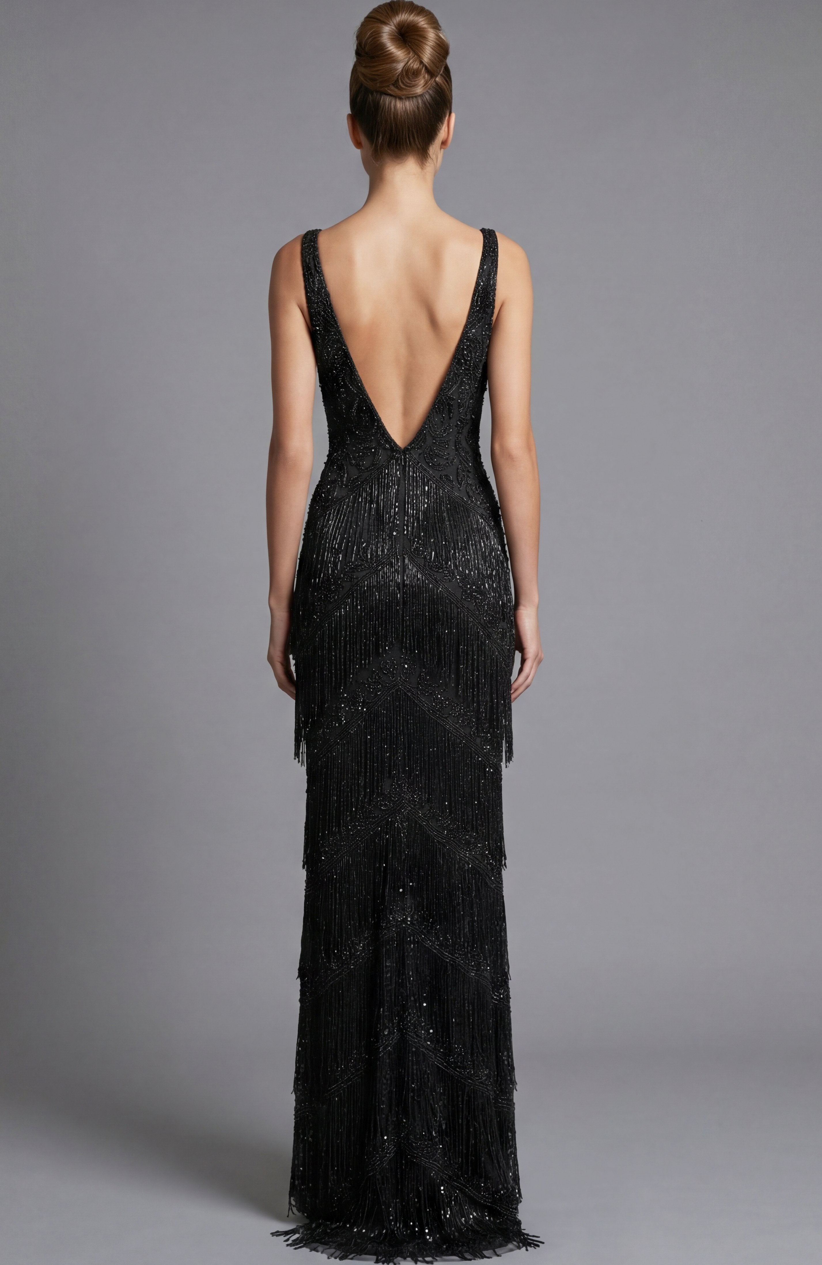 Jovani -48521 Beaded Deep V-Neck Sheath Gown