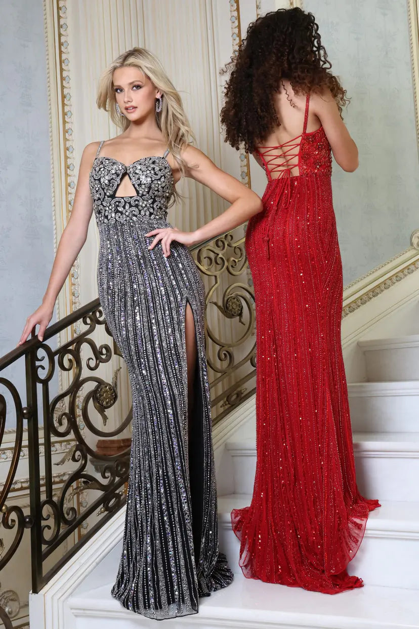 Jovani -48548 Beaded Sweetheart Sheath Long Gown