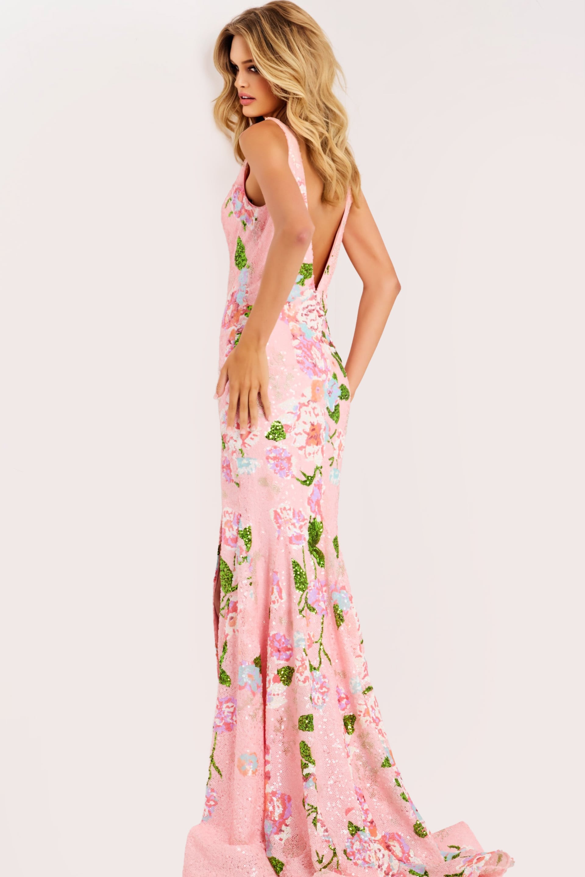 Jovani -48636 Sequin V-Neck Mermaid Prom Dress