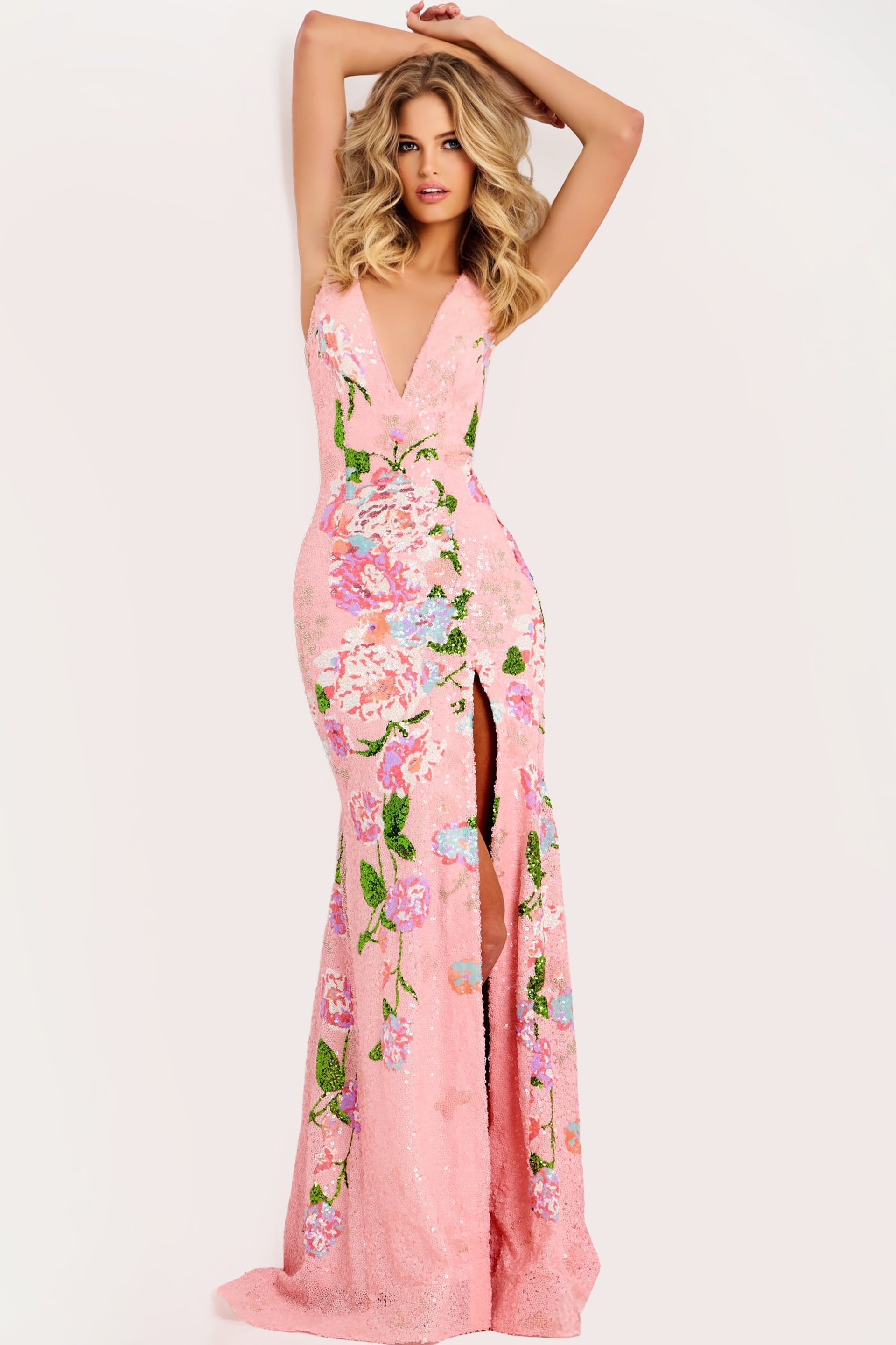 Jovani -48636 Sequin V-Neck Mermaid Prom Dress