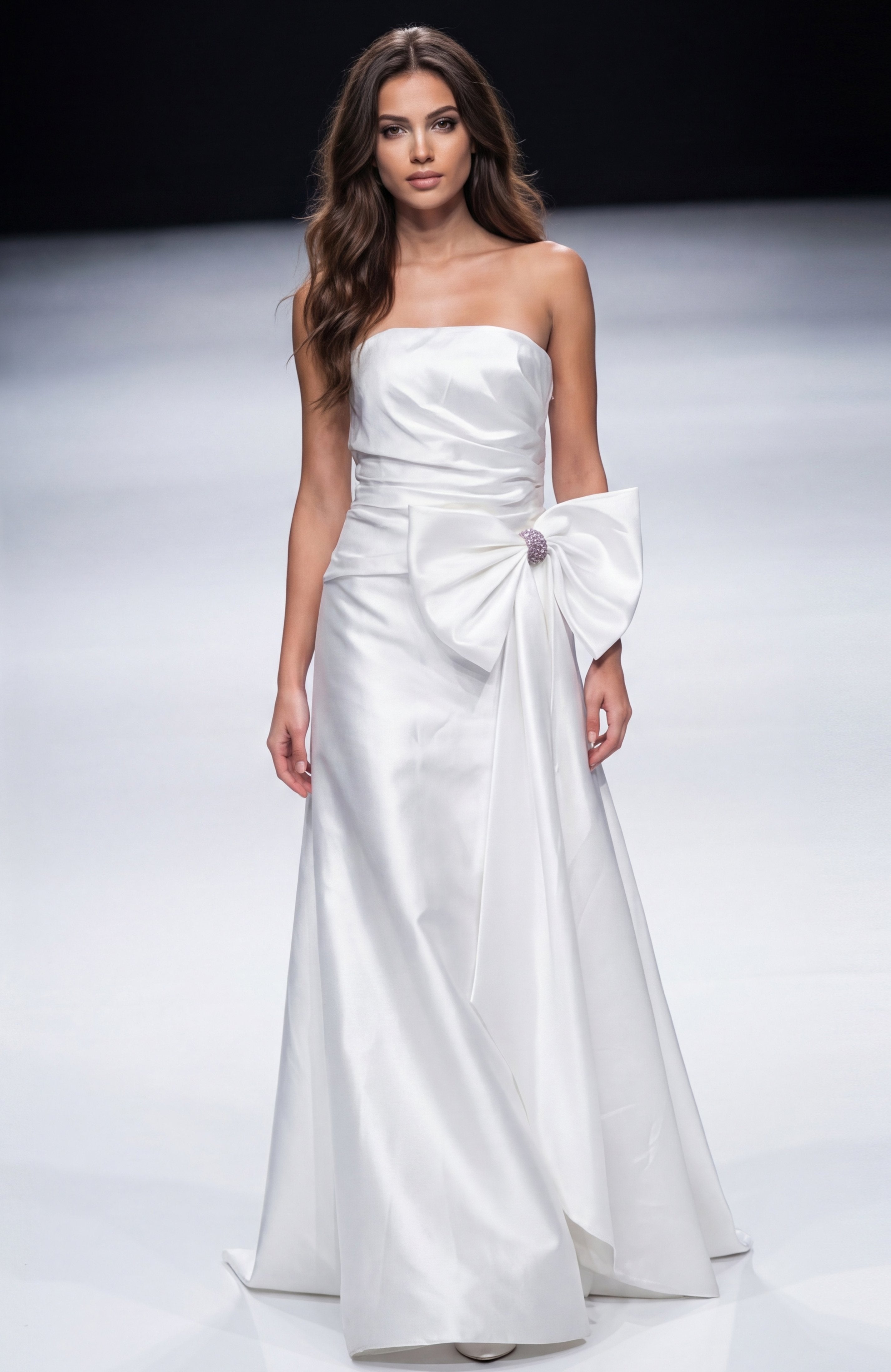 Jovani -48676 Straight Strapless Satin Sheath Long Dress
