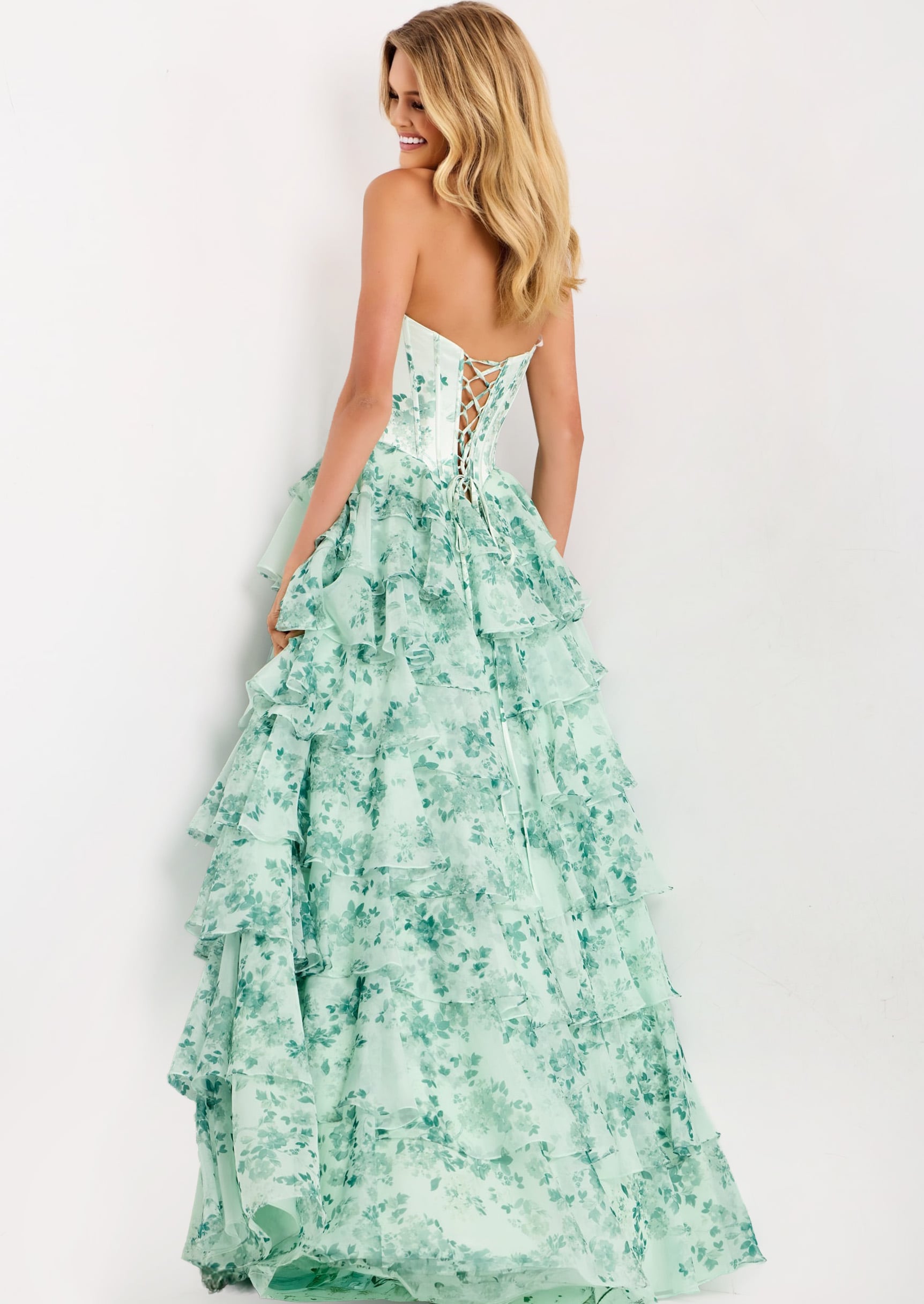 Jovani -48772 Sweetheart Corset Floral Long Ballgown