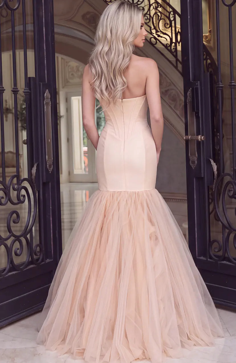 Jovani -48974B Embellished Sweetheart Mermaid Tulle Gown