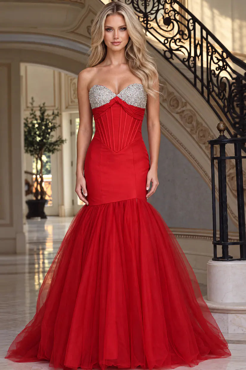 Jovani -48974B Embellished Sweetheart Mermaid Tulle Gown