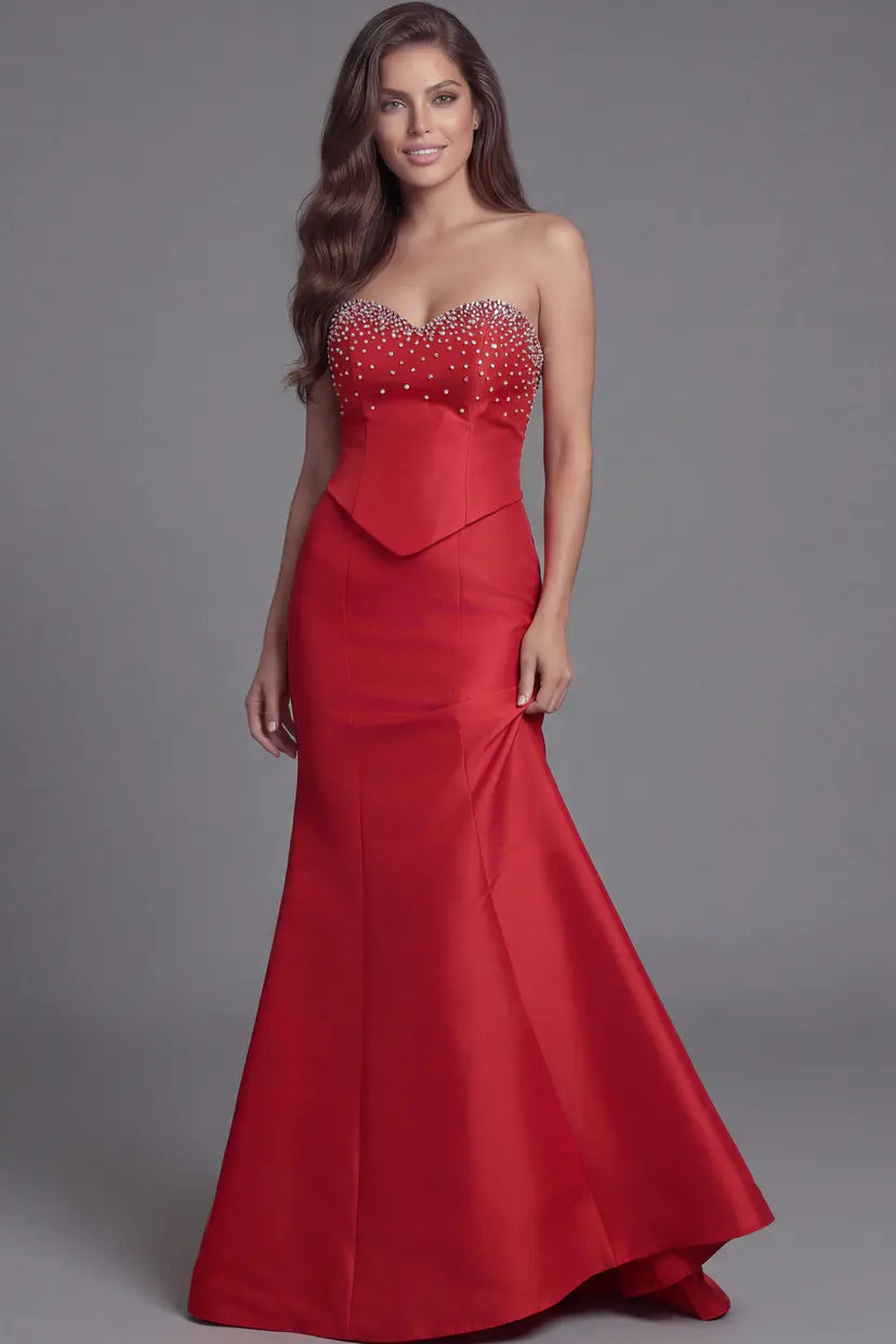 Jovani -49076B Strapless Sweetheart Beaded Mermaid Gown