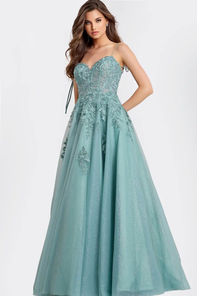Jovani -49092 Sweetheart Lace Applique Ball Gown