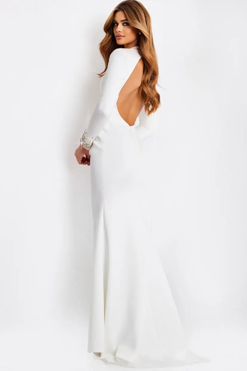 Jovani -49126B Beaded High Neck Sheath Prom Gown