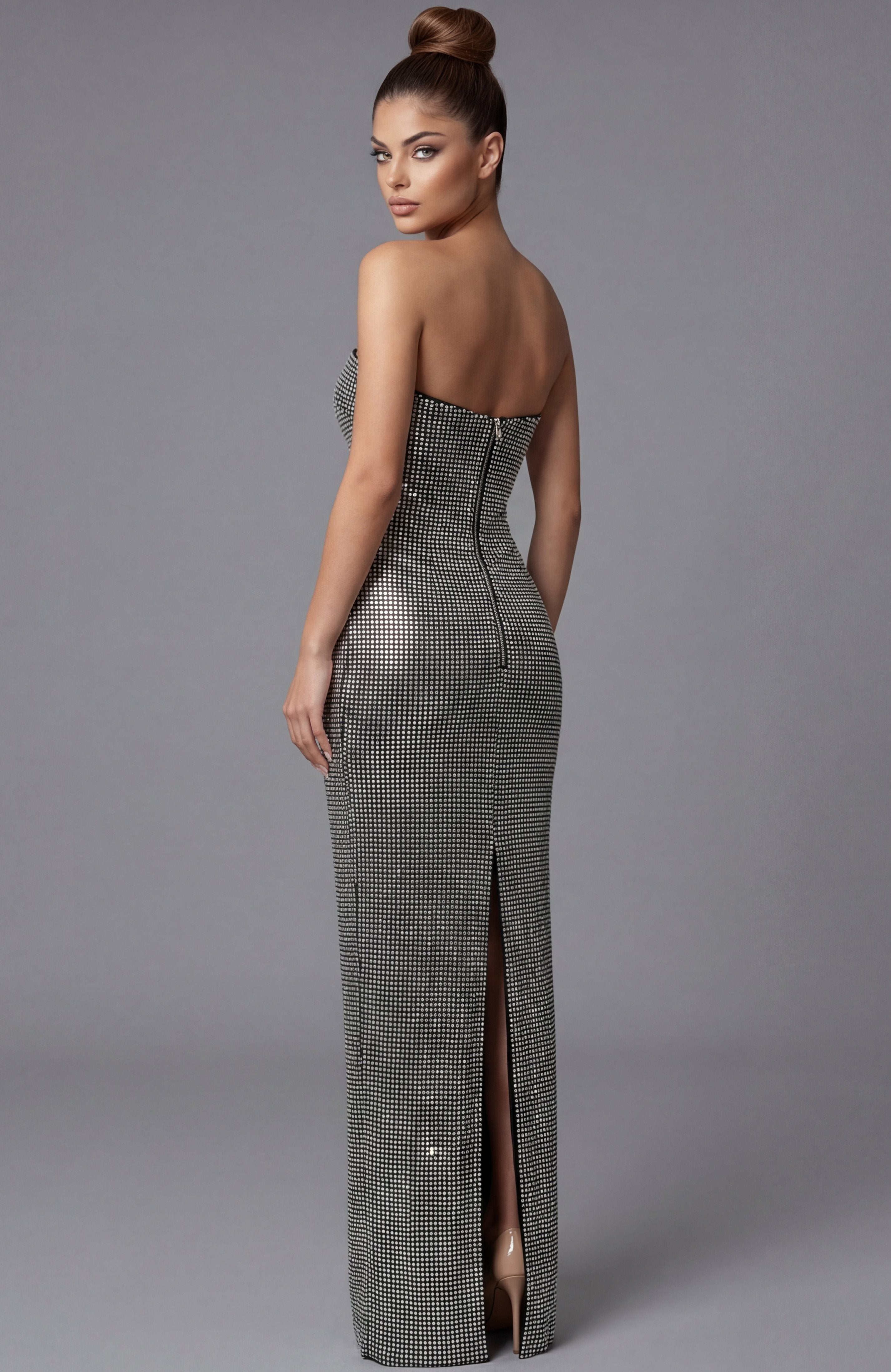 Jovani -49162 Long Beaded Column Slit Dress