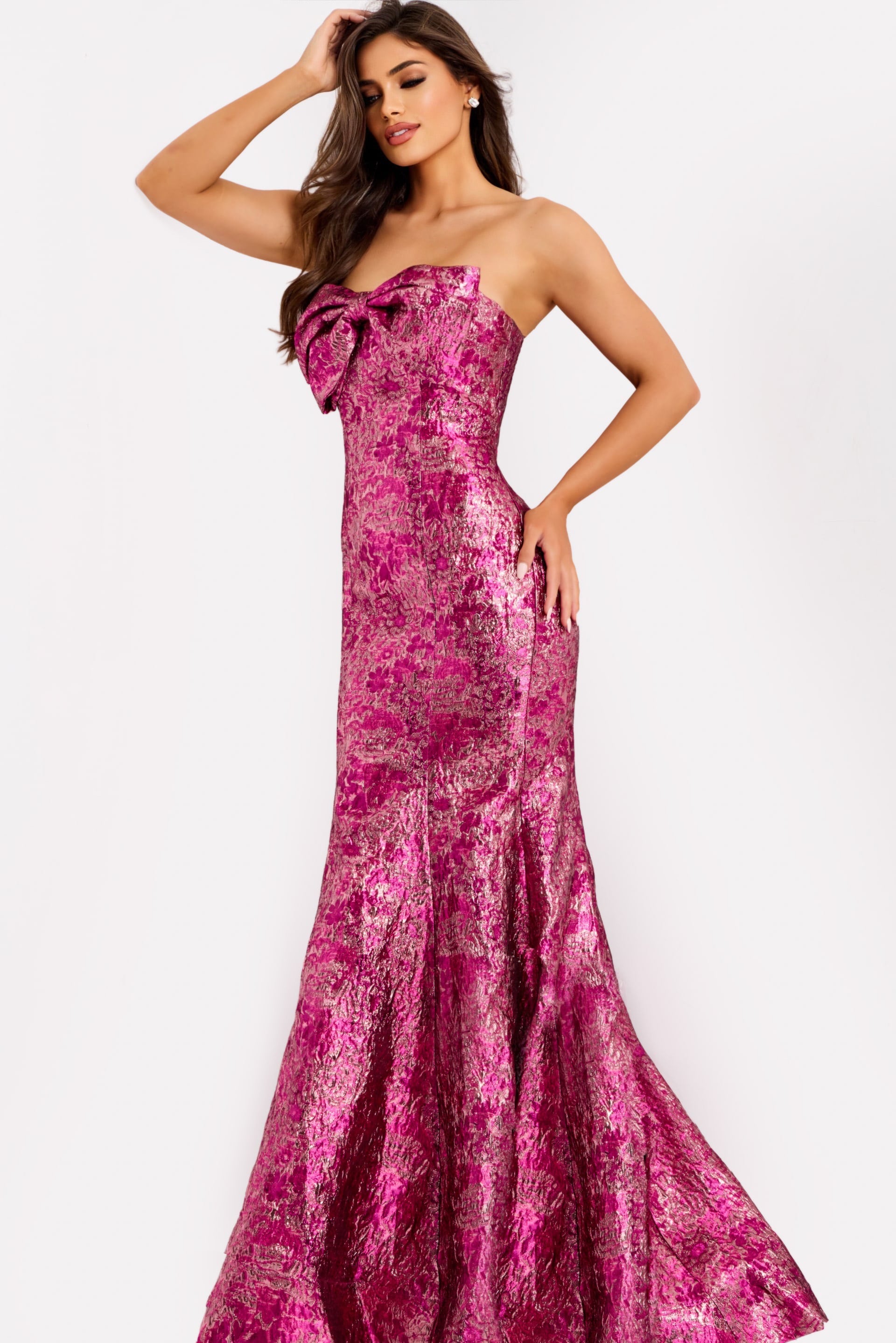 Jovani -49163 Sweetheart Metallic Jacquard Mermaid Gown