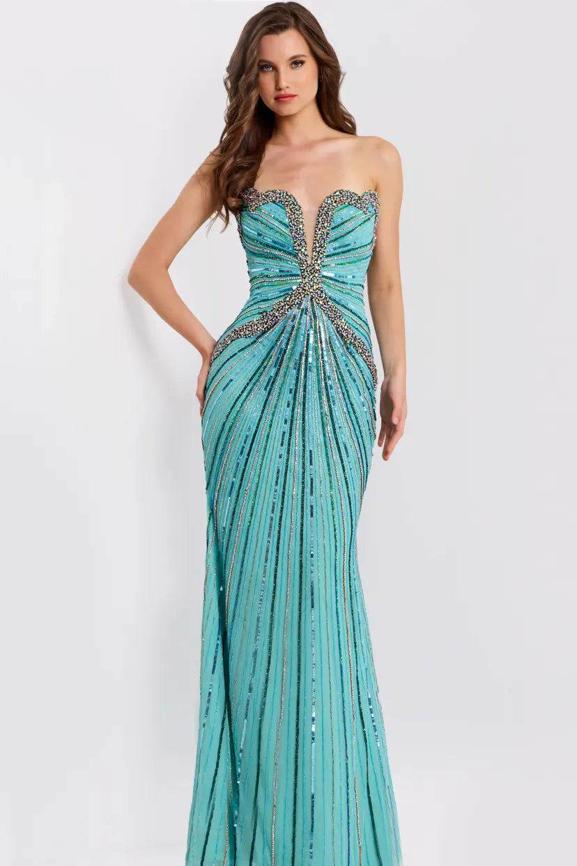 Jovani -49224B Sweetheart Neck Beaded Evening Gown