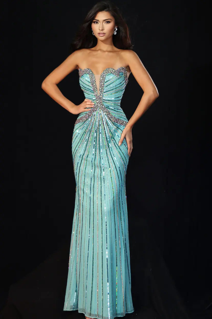 Jovani -49224B Sweetheart Neck Beaded Evening Gown