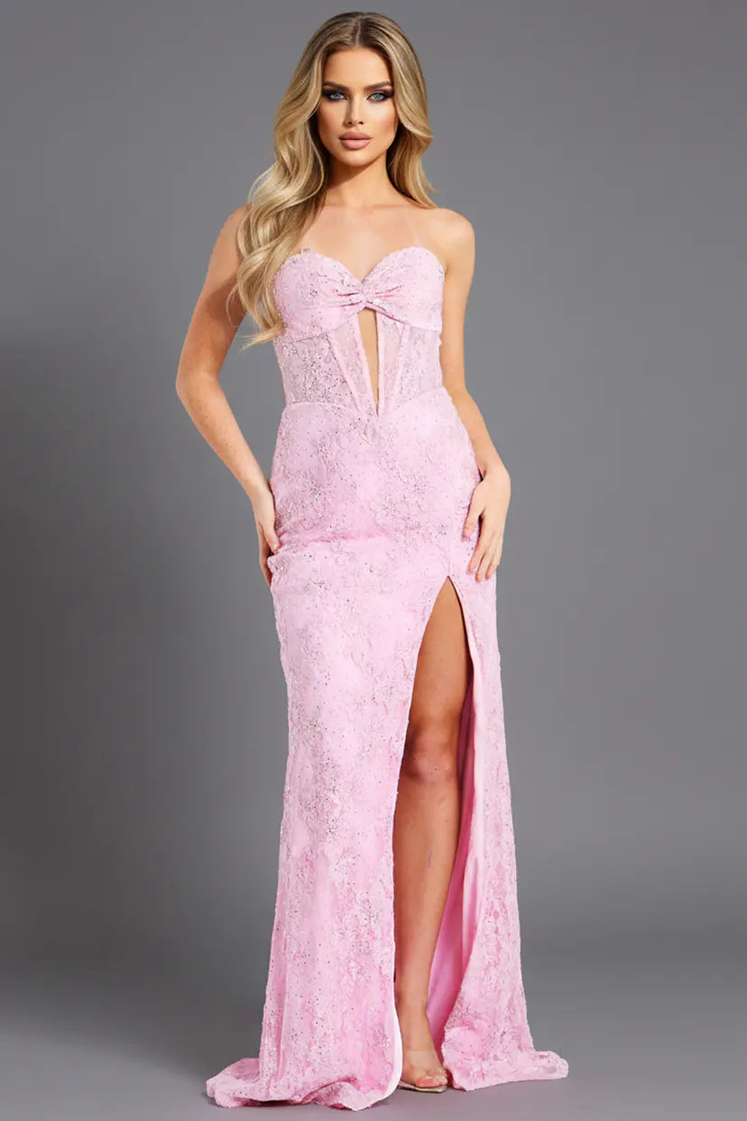 Jovani -49352 Floral Lace Sweetheart Corset Gown
