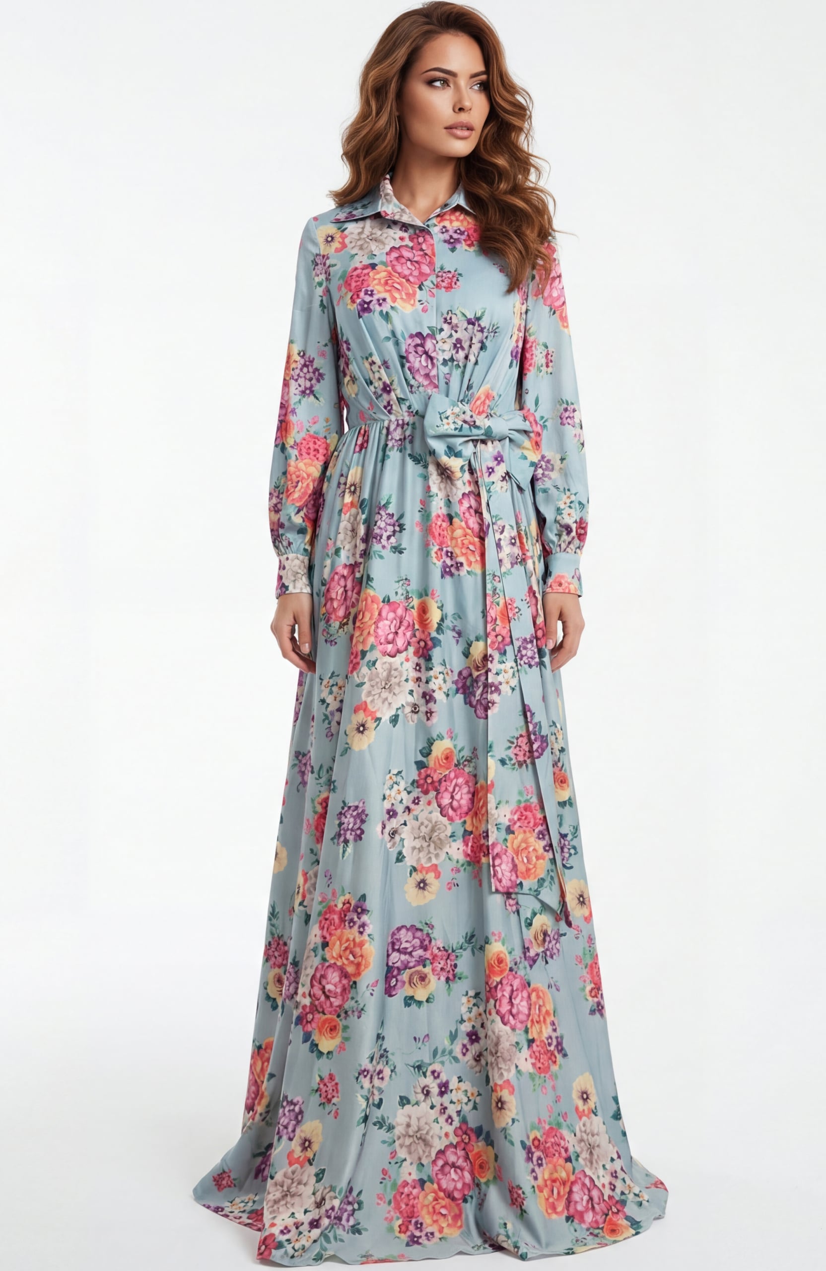 Jovani -49470 High Neck A-line Printed Chiffon Gown