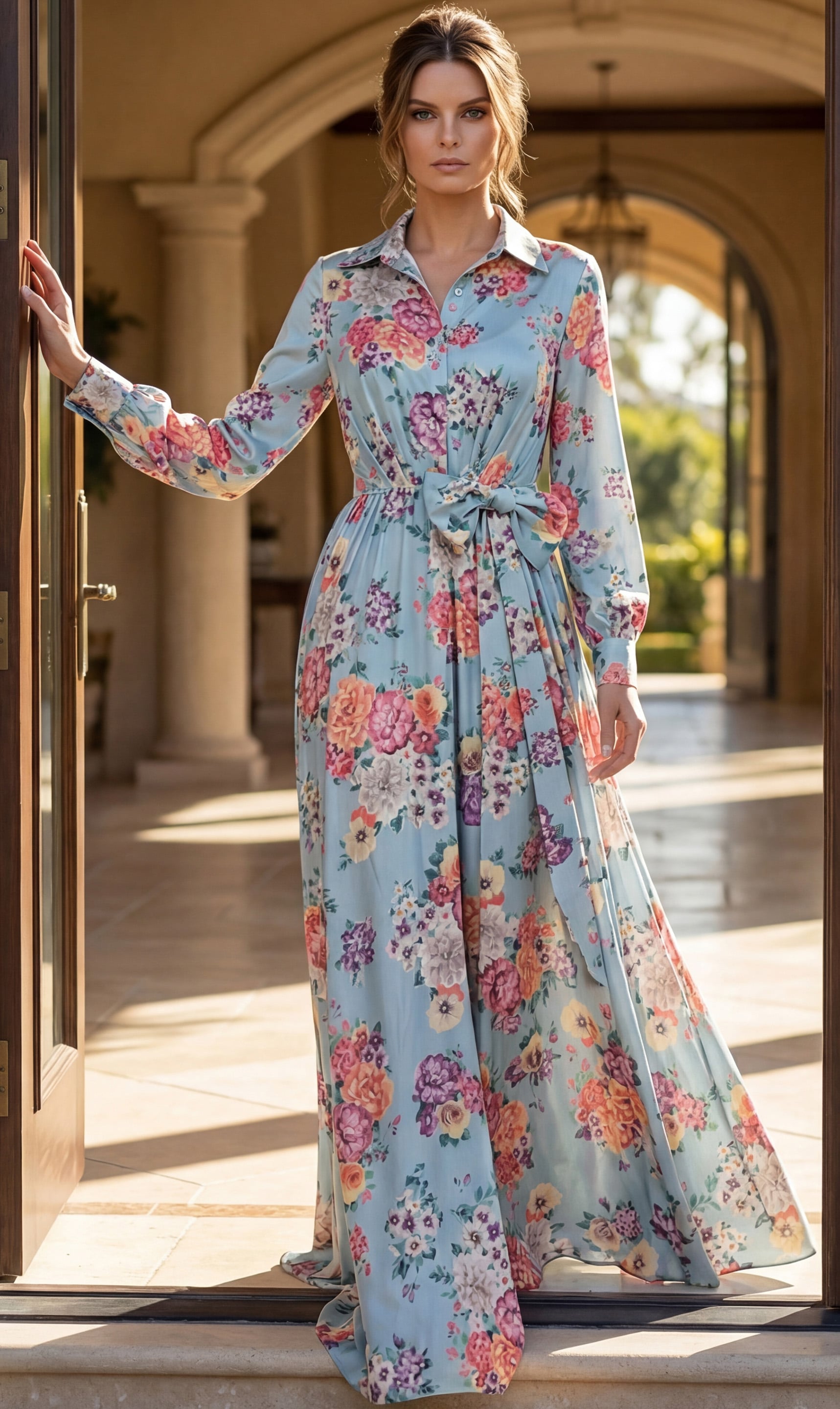 Jovani -49470 High Neck A-line Printed Chiffon Gown