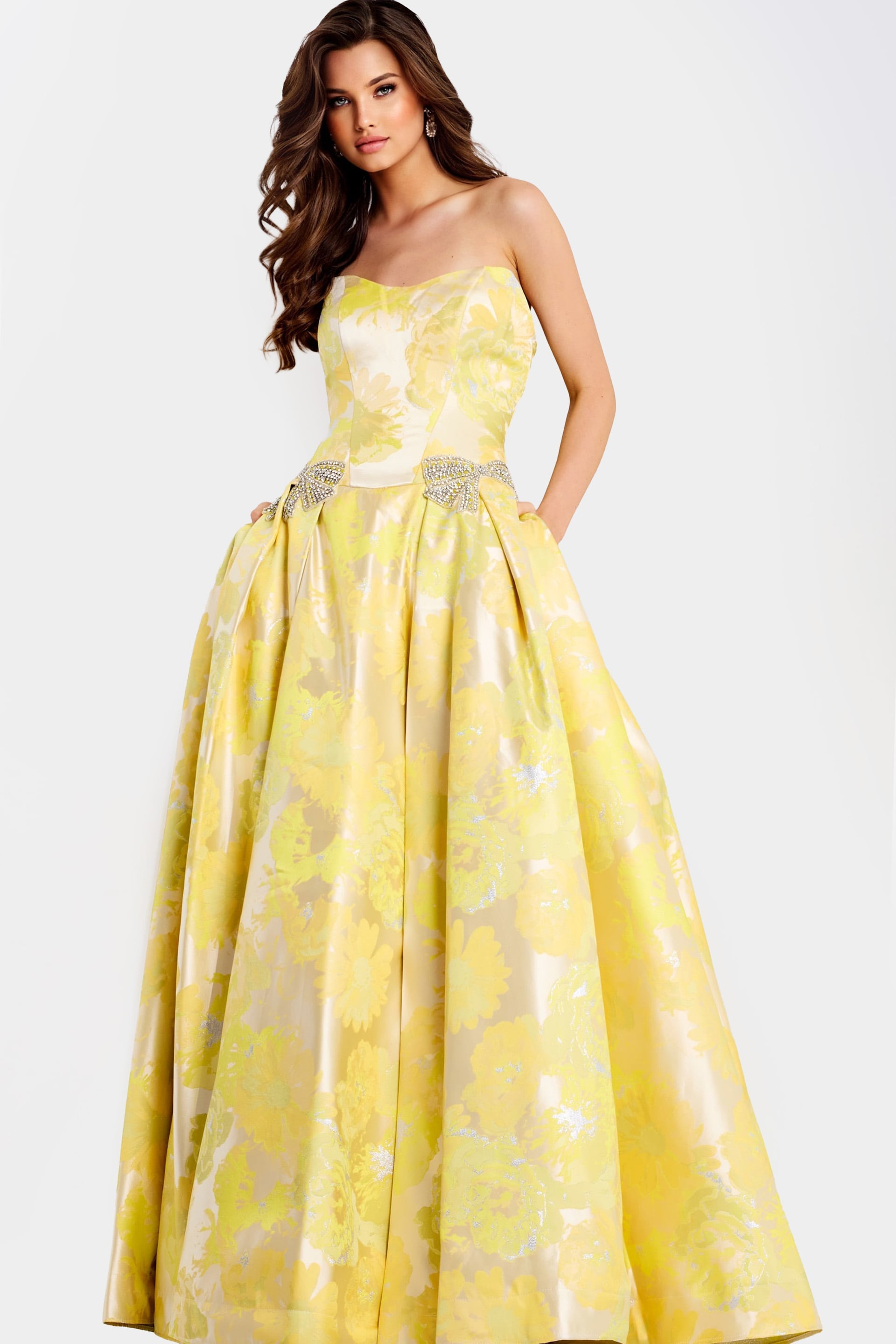 Jovani -49502 Strapless Sweetheart Jacquard Ball Gown