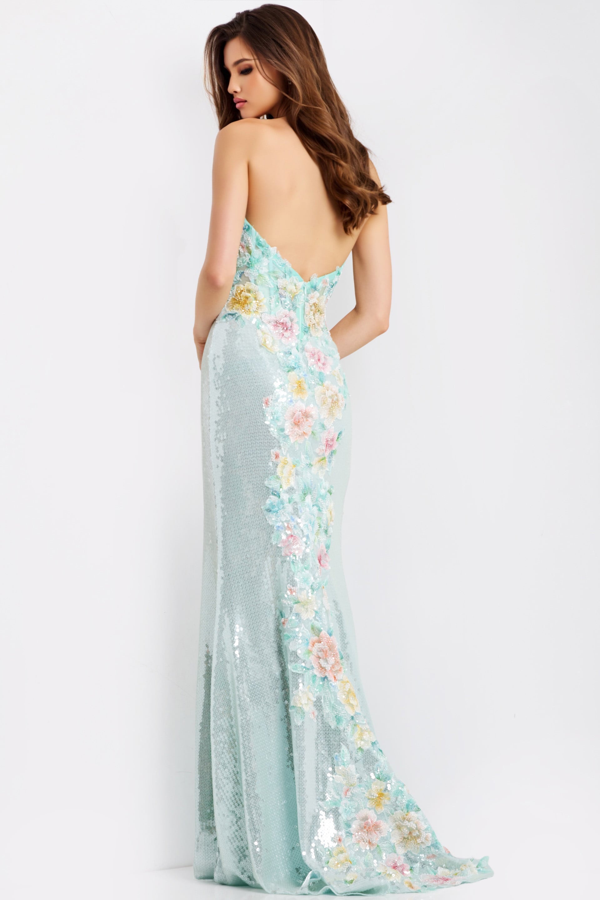 Jovani -49627 Scoop Sequin Mesh Sheath Gown