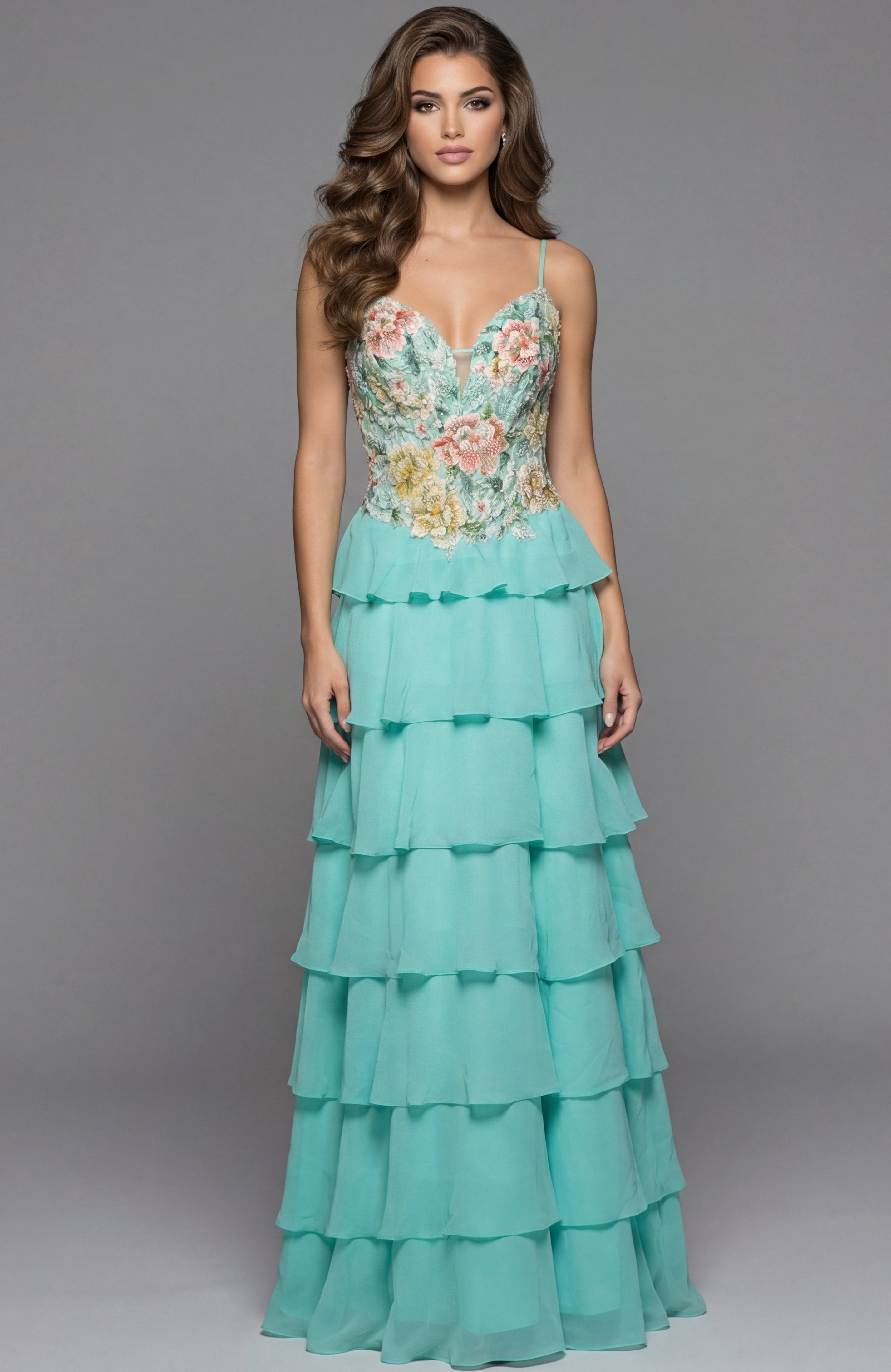 Jovani -49628 Embroidered Plunging Sweetheart A-line Gown