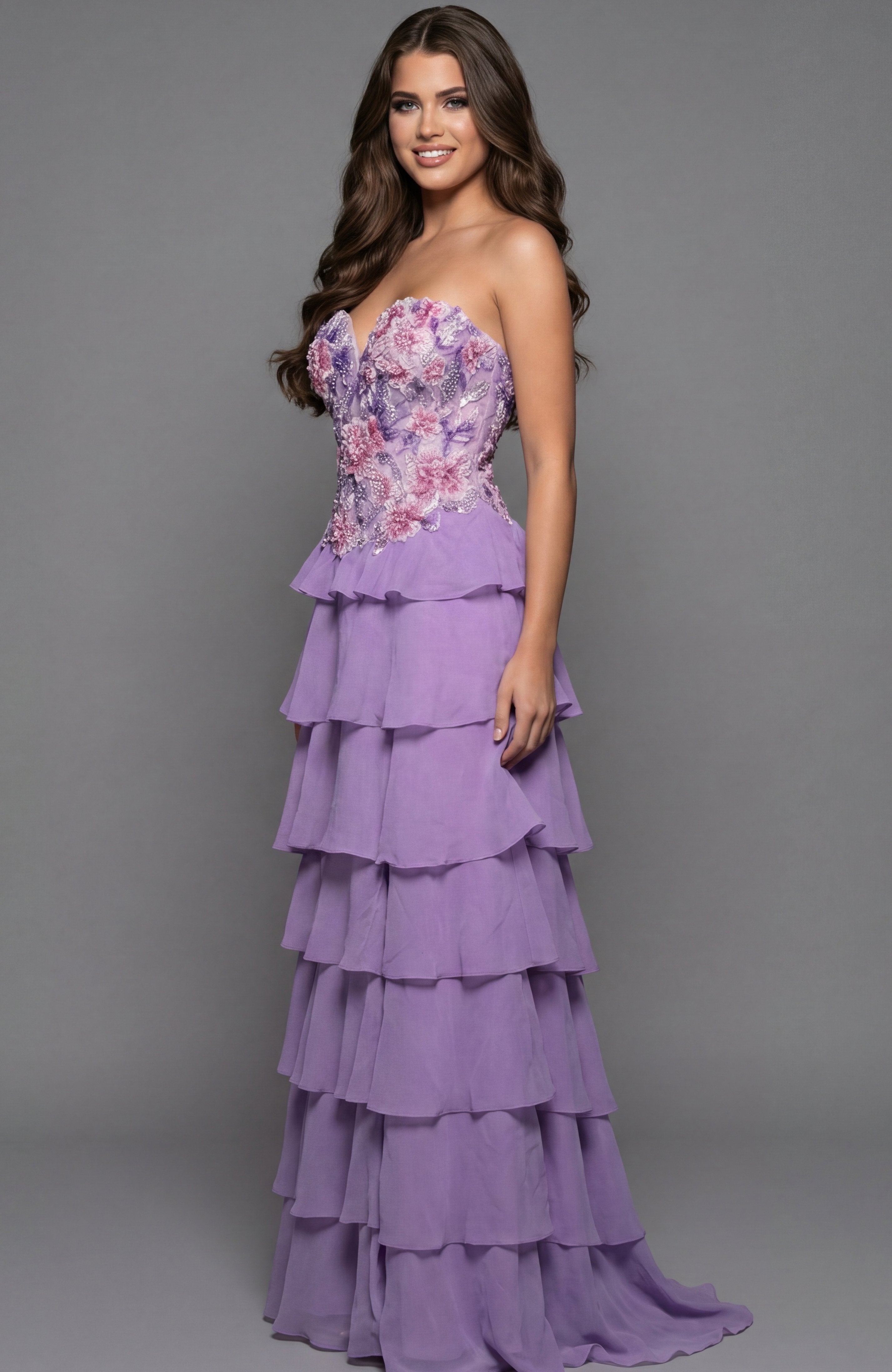 Jovani -49628 Embroidered Plunging Sweetheart A-line Gown