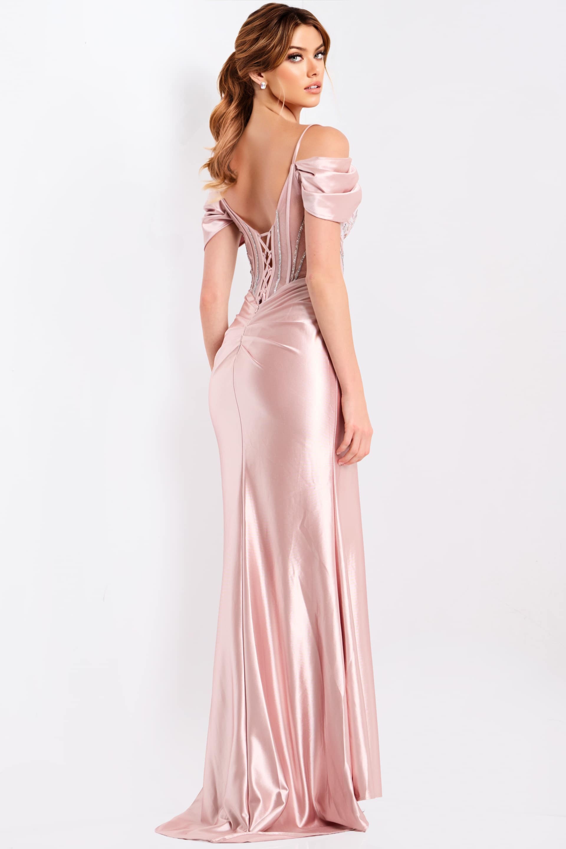 Jovani -49719 Off Shoulder Floral Embroidered Long Dress