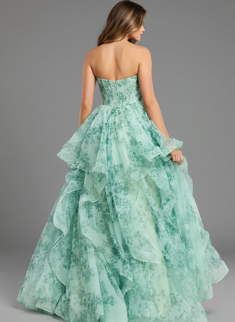 Jovani -49777 Long Sweetheart Floral Printed Ball Gown