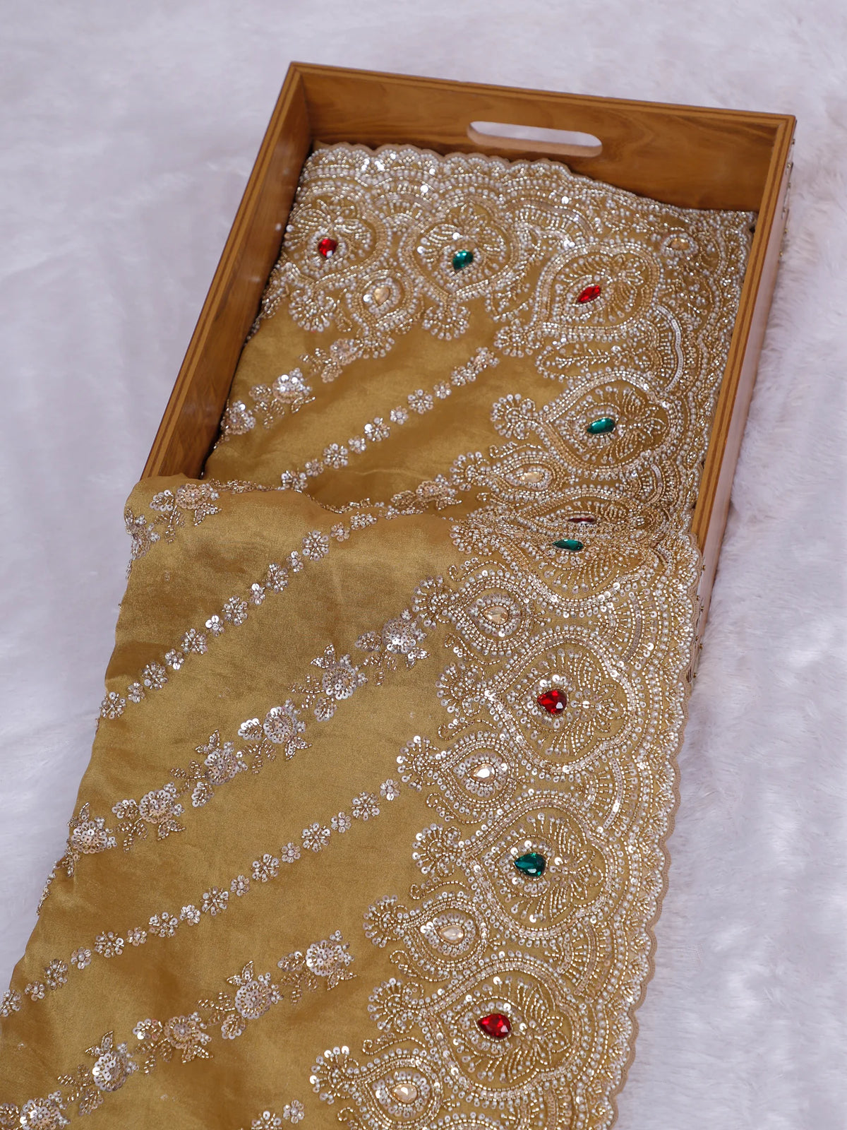 MyFashion KLS-2685 Crown Theory Golden Giraffe saree with Moti & Stone