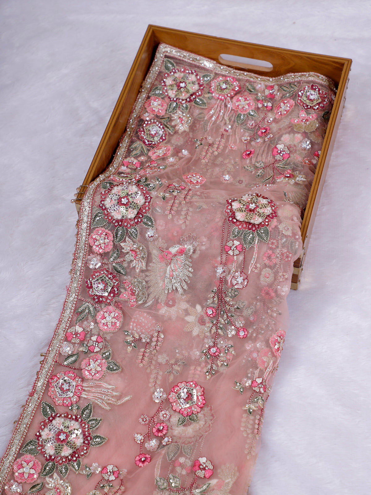 MyFashion KLS-2652 Blush Noore Multi Thread Diamond Saree
