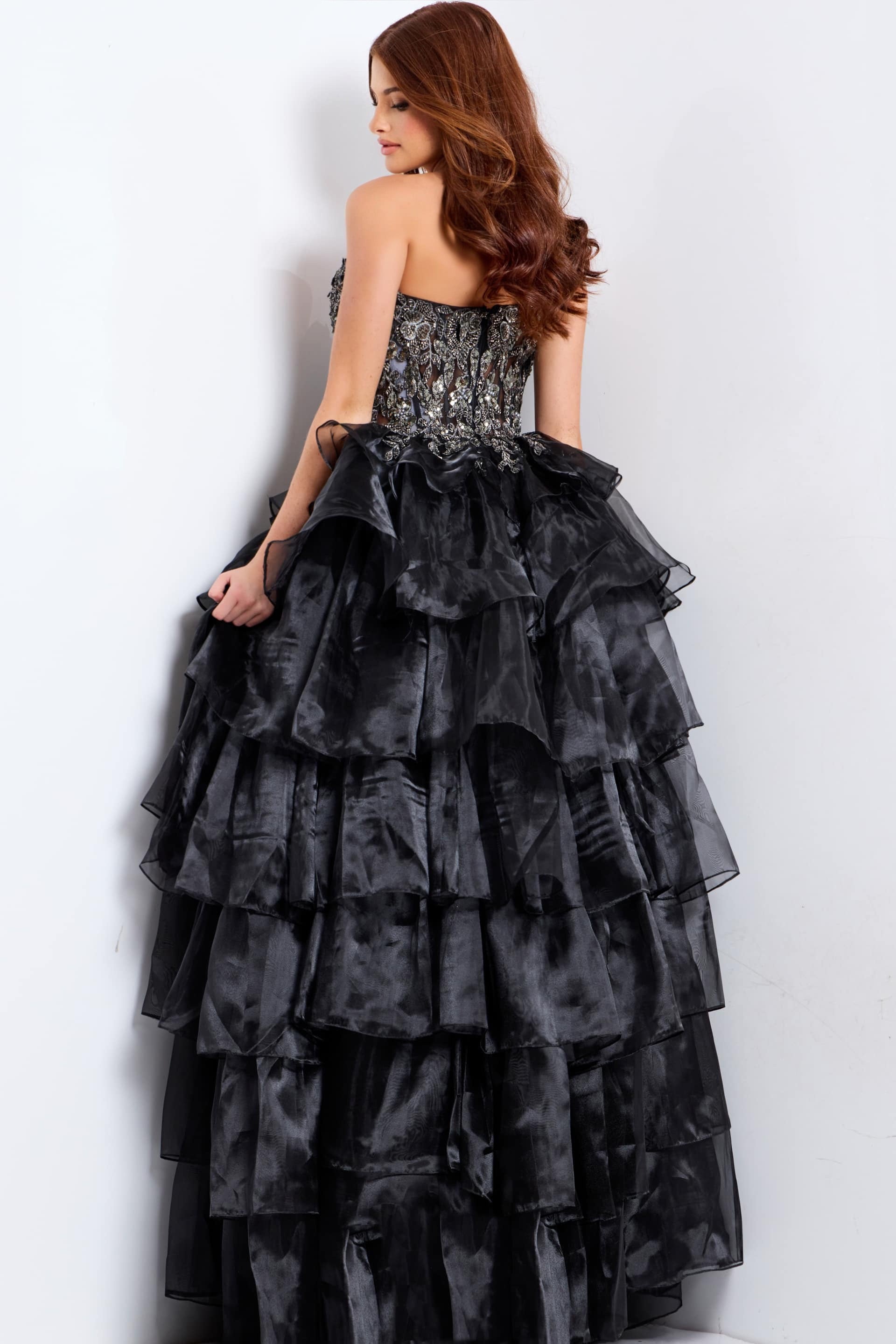 Jovani -50259 Beaded Applique Corset Tiered Ballgown