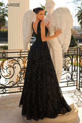 Clarisse -5105 Plunging V-Neck Sequined A-Line Gown