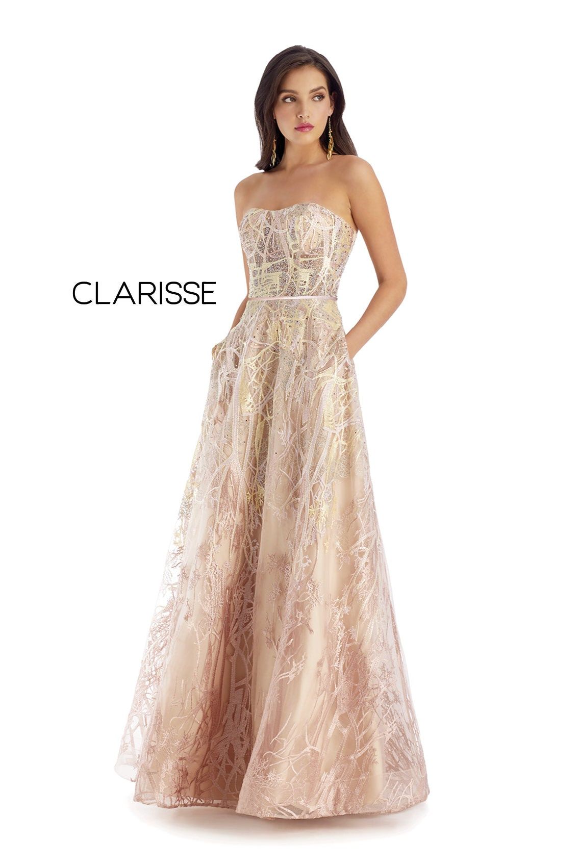Clarisse -5108 Strapless Semi-Sweetheart Long Dress