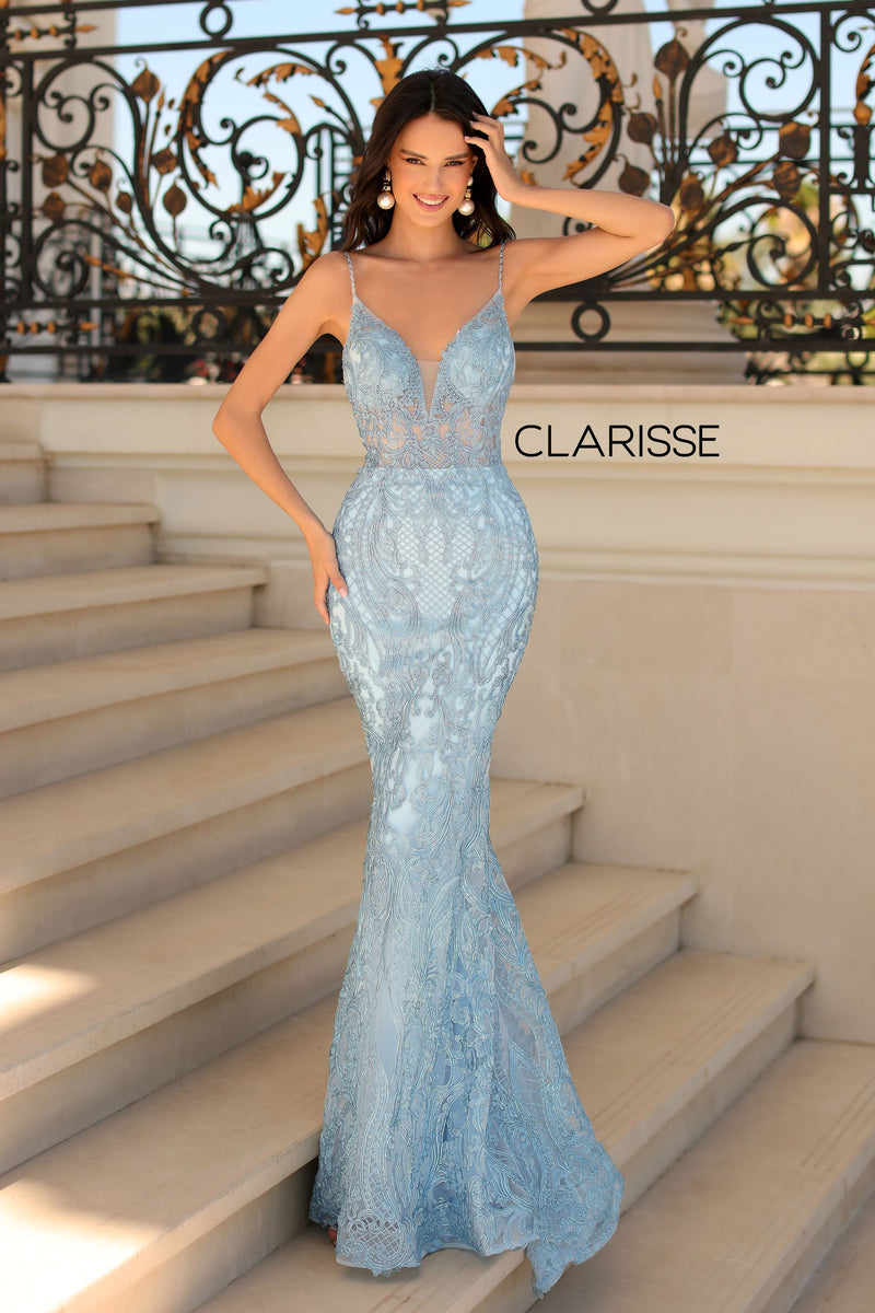 Clarisse -5138 Beaded V-Neck Embroidered Gown