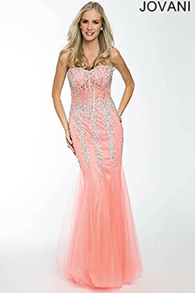 Jovani Strapless Embellished Prom Dress
