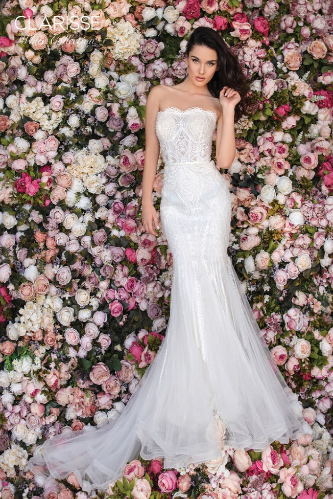 Clarisse -600214 Lace Applique Strapless Bridal Dress