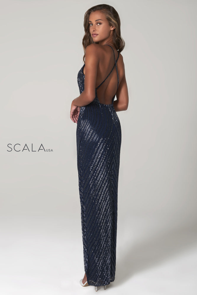 SCALA -60112 Long V-Neck Wrap Dress